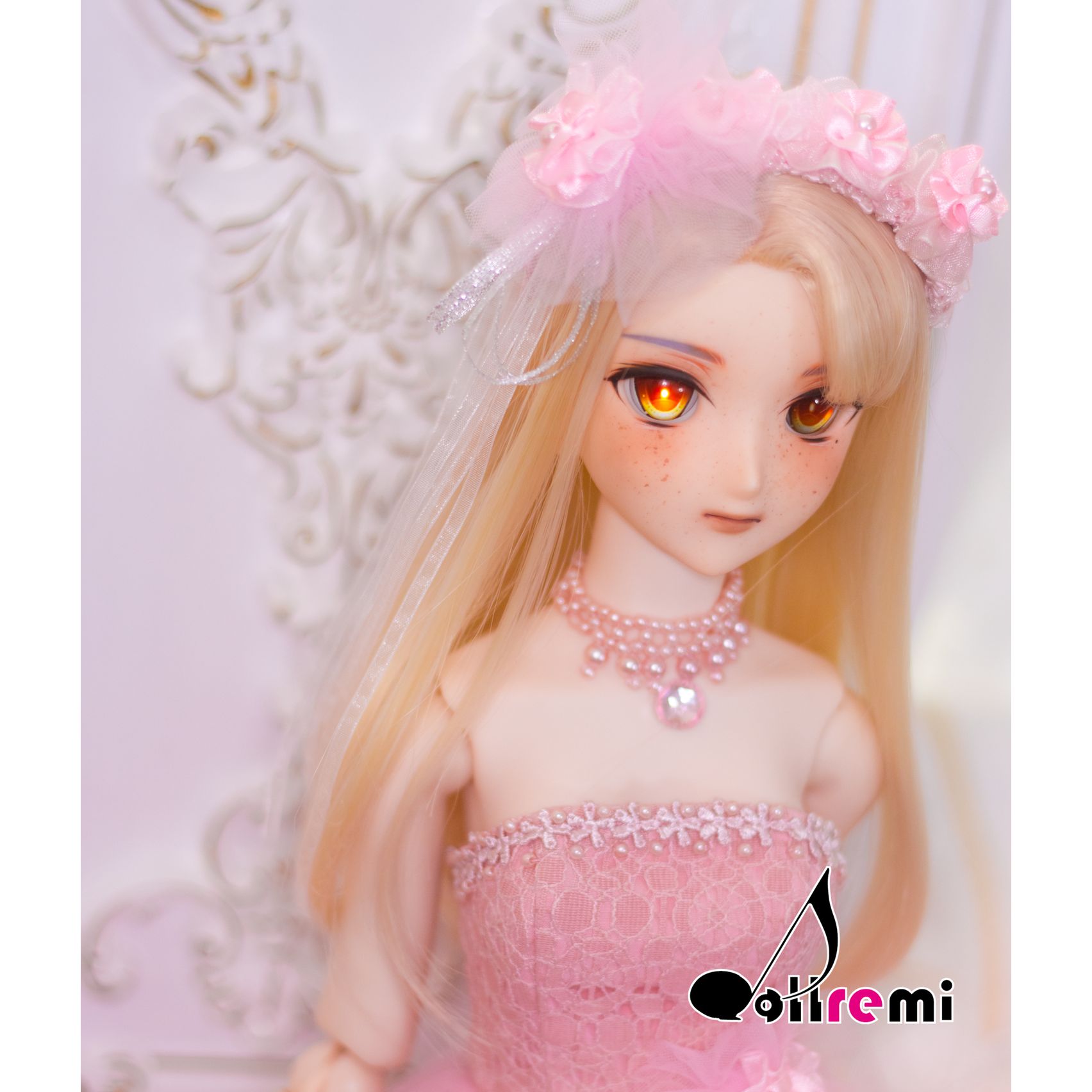 dollremi】(DD0007 P) 粉紅色婚紗連衣短裙禮服 Pink short
