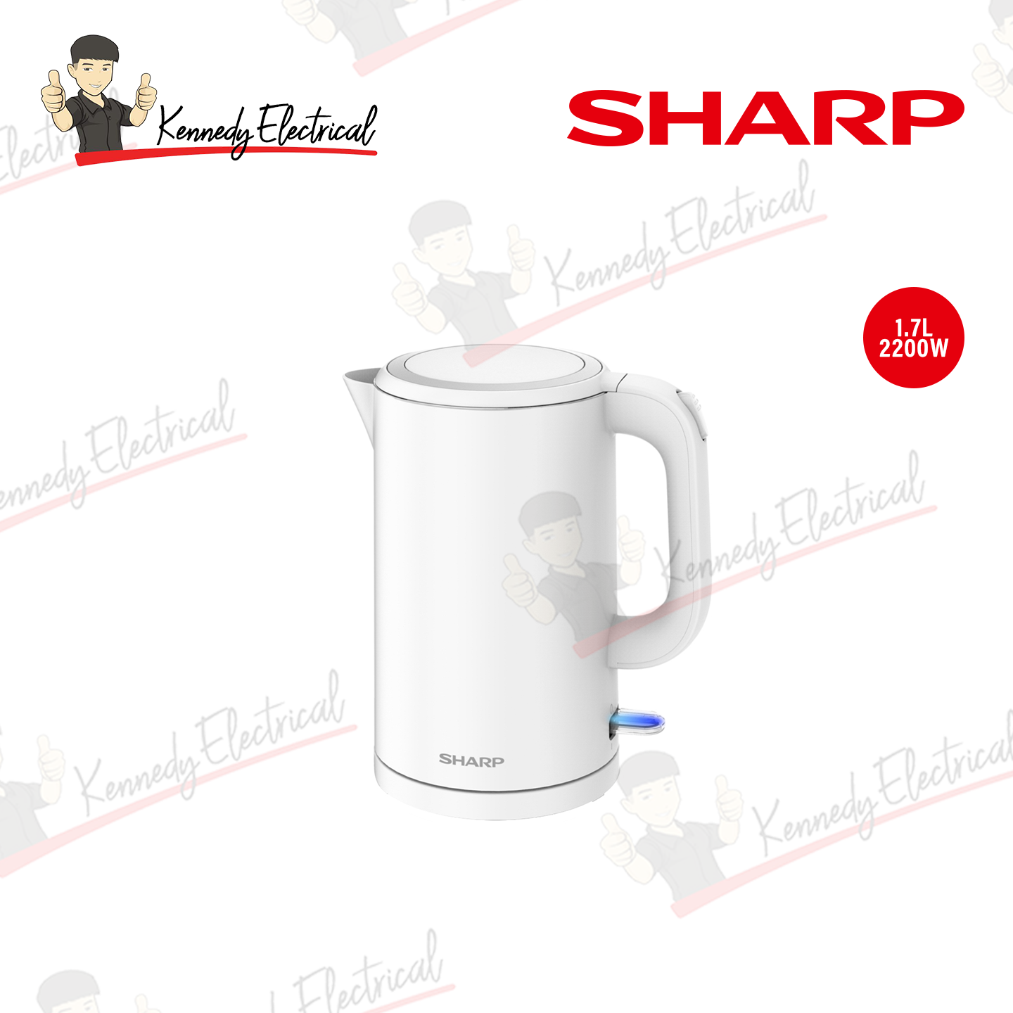 Sharp 1.7L Double Wall Stainless Steel Electric Kettle (EKJ171WH)
