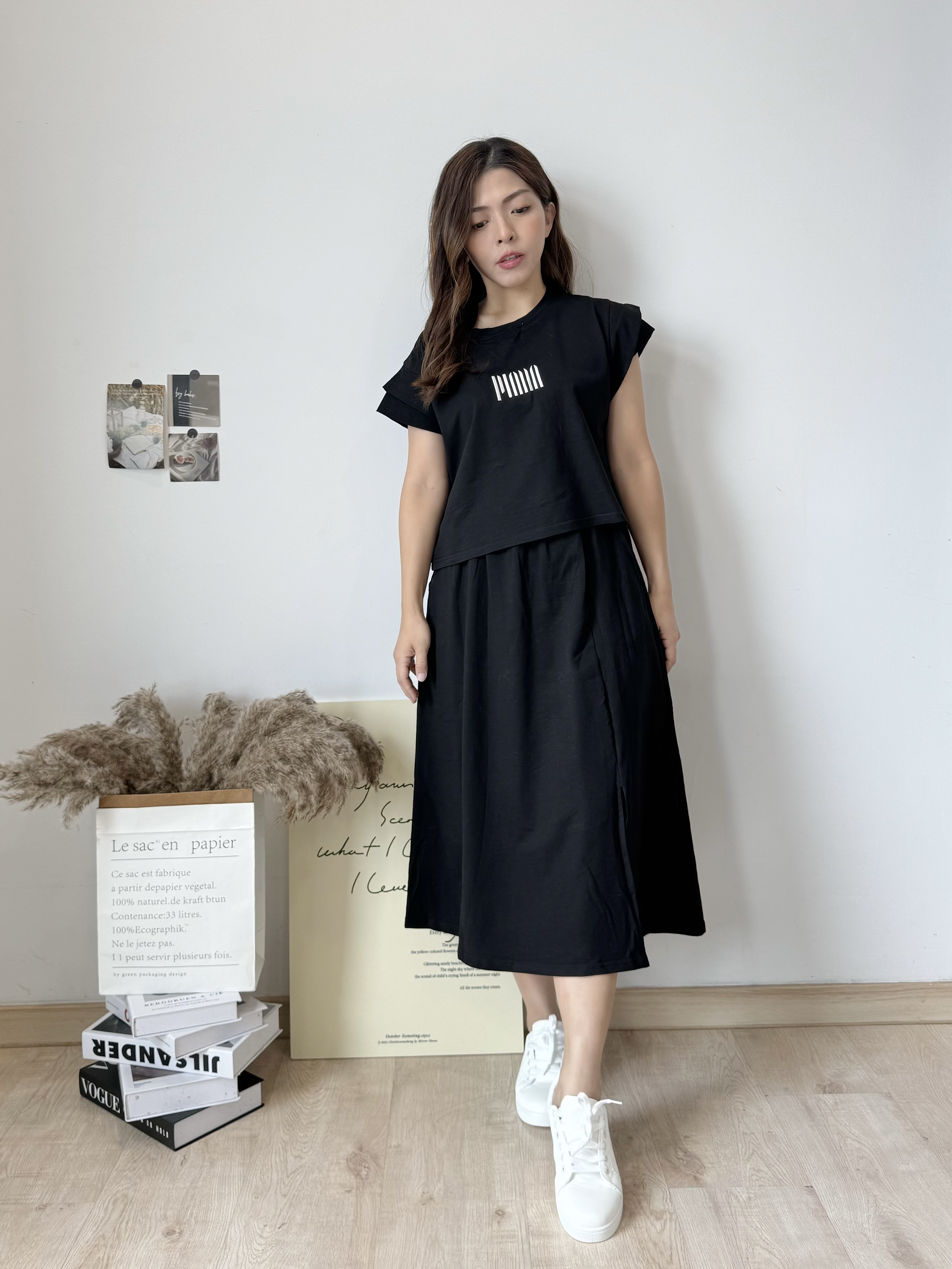 Mabel Embroidered Skirt Set 韩系休闲A字半长裙套装