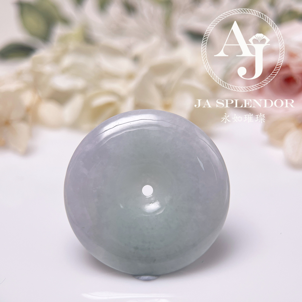 JN-3519 天然翡翠A玉 春彩大平安扣純銀吊墜