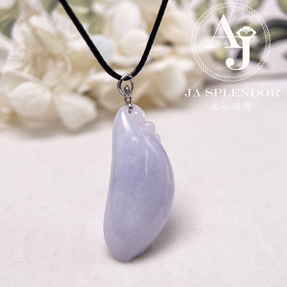 JNK-95 天然翡翠A玉 紫氣東來萬壽股果18K金吊墜