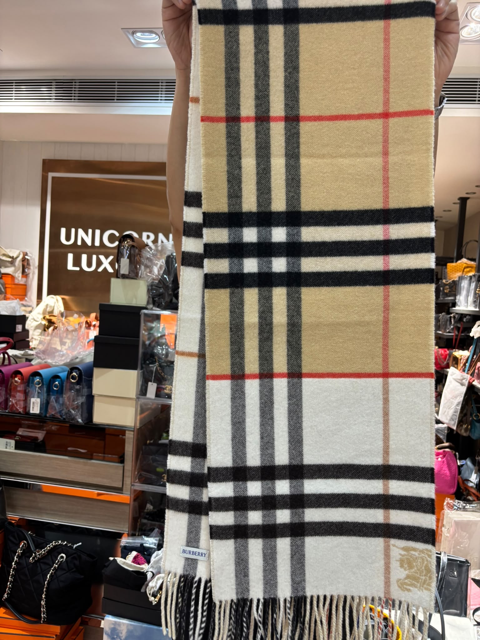 未使用品 BURBERRY 頸巾100% Cashmere Checked Scarf 100%羊絨經典格紋圍巾 100%Authentic, Unused未使用品