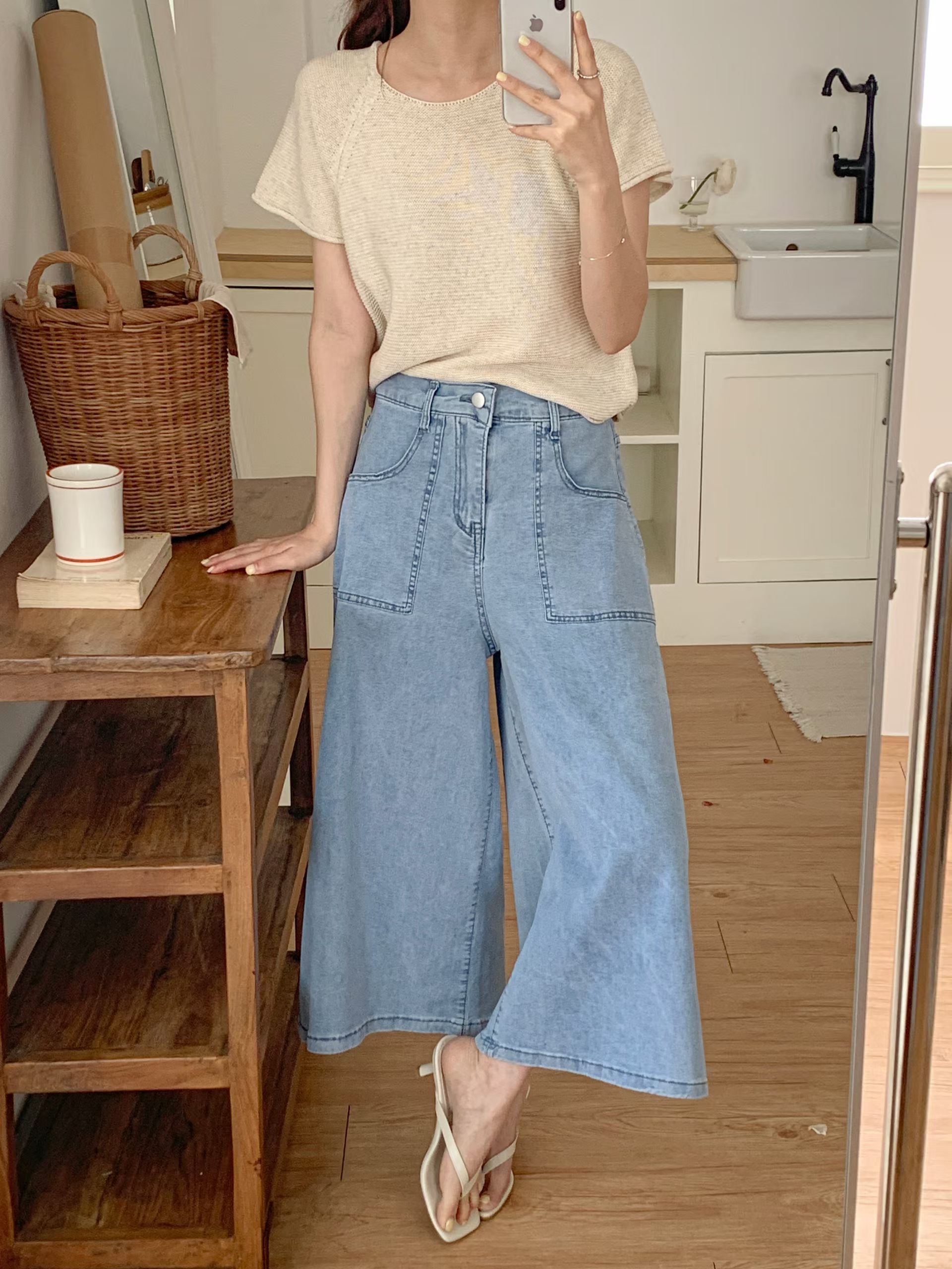 CT29 後橡筋腰半截A字裙褲