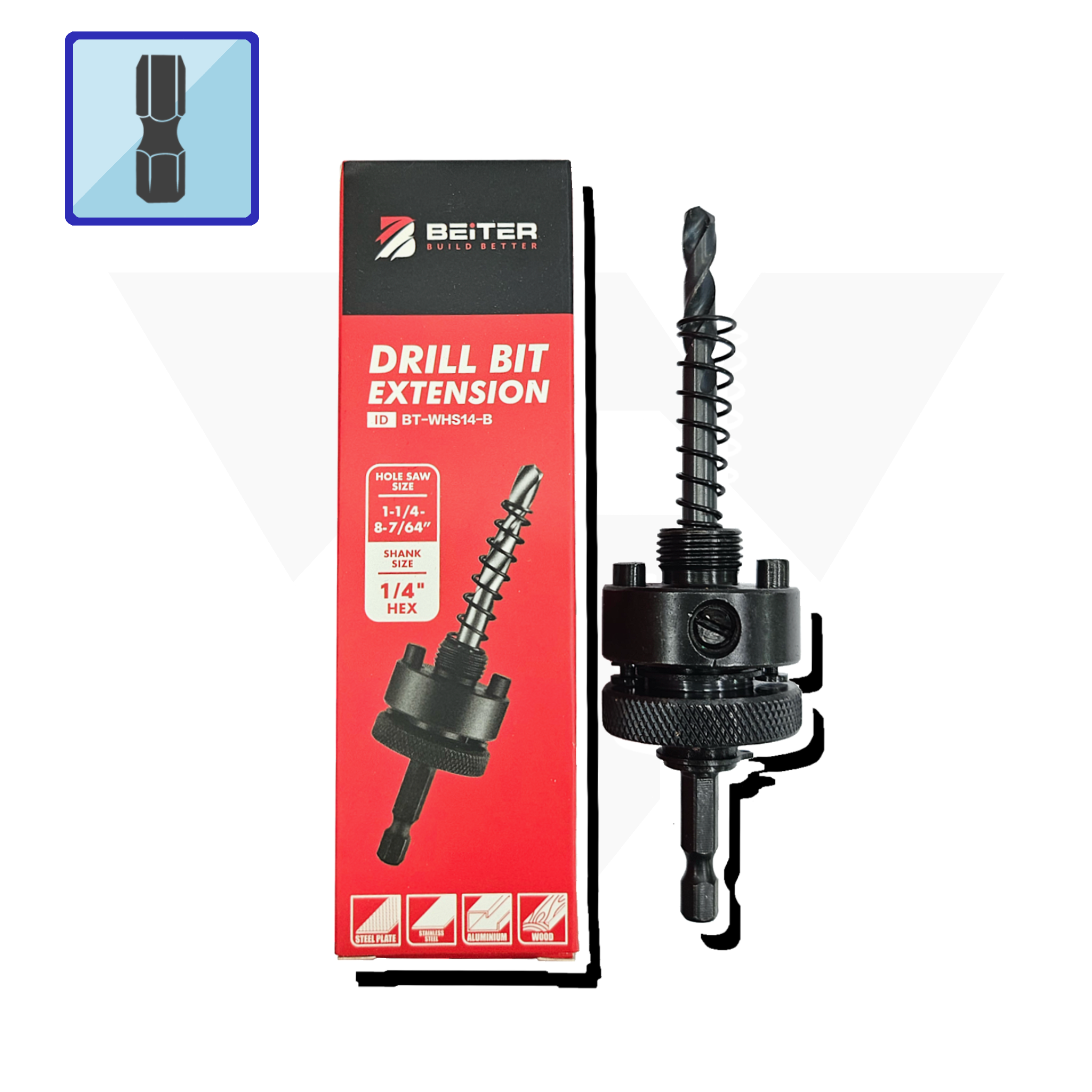 "BEITER" BT-WHS14-B 1/4"六角柄 令疏芯 "BEITER" BT-WHS14-B Hex Shank Arbor For Bi-metal Hole Saw