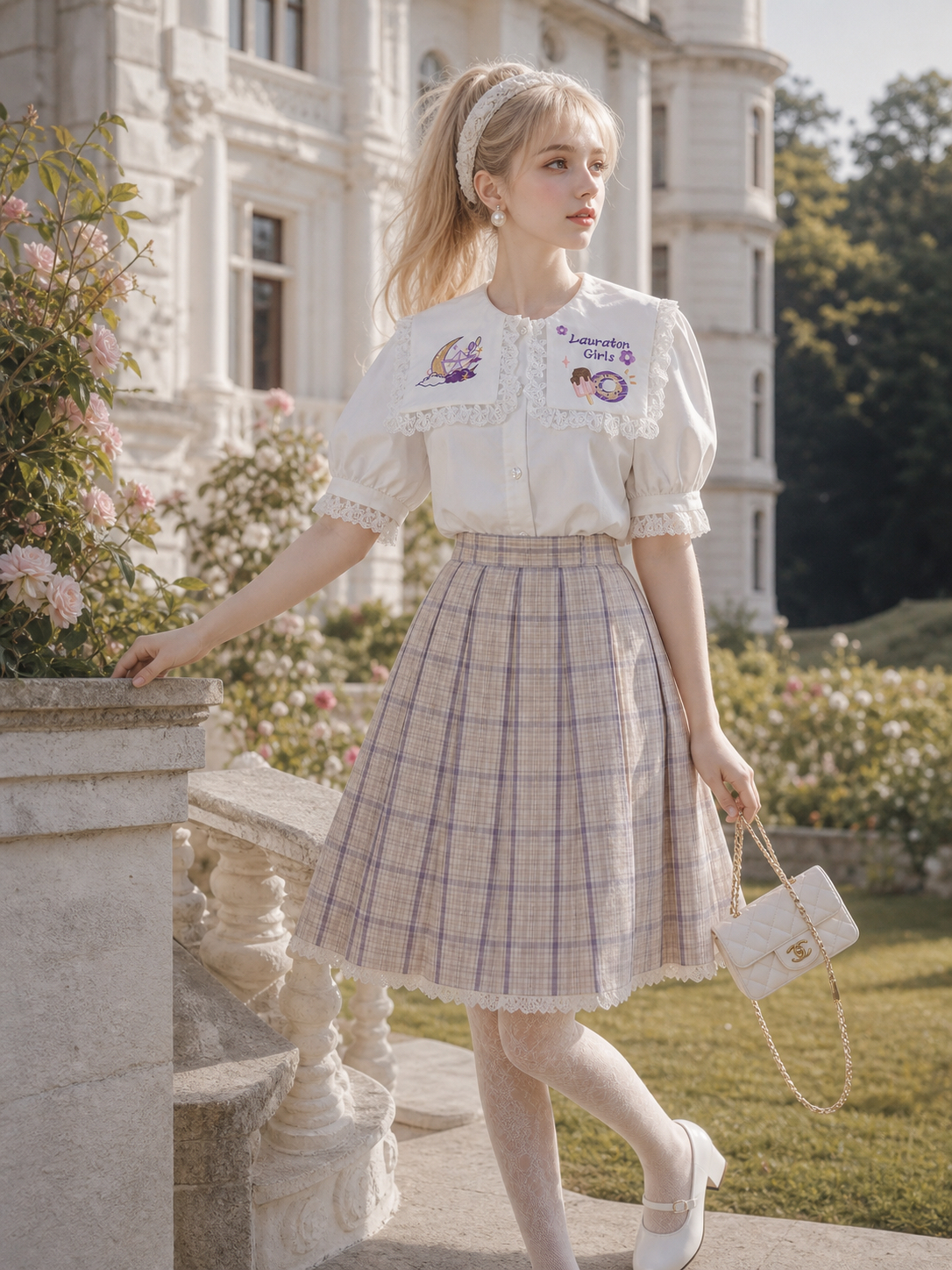 星月童話的呢喃 ∙ 日系刺繡大翻領娃娃襯衫  Starry Fairytale Whispers ∙ Japanese Embroidered Sailor Collar Blouse