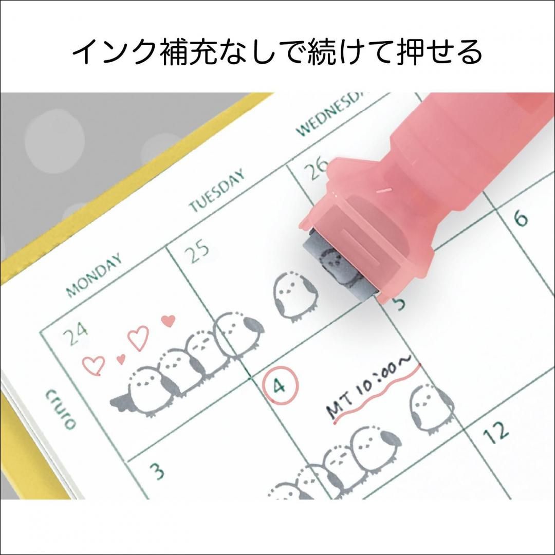 現貨｜KUTSUWA Cruro 日本製 雙頭 滾輪印章 + 彩色水性筆 (北海道雪之妖精 銀喉長尾山雀 DE021PK)