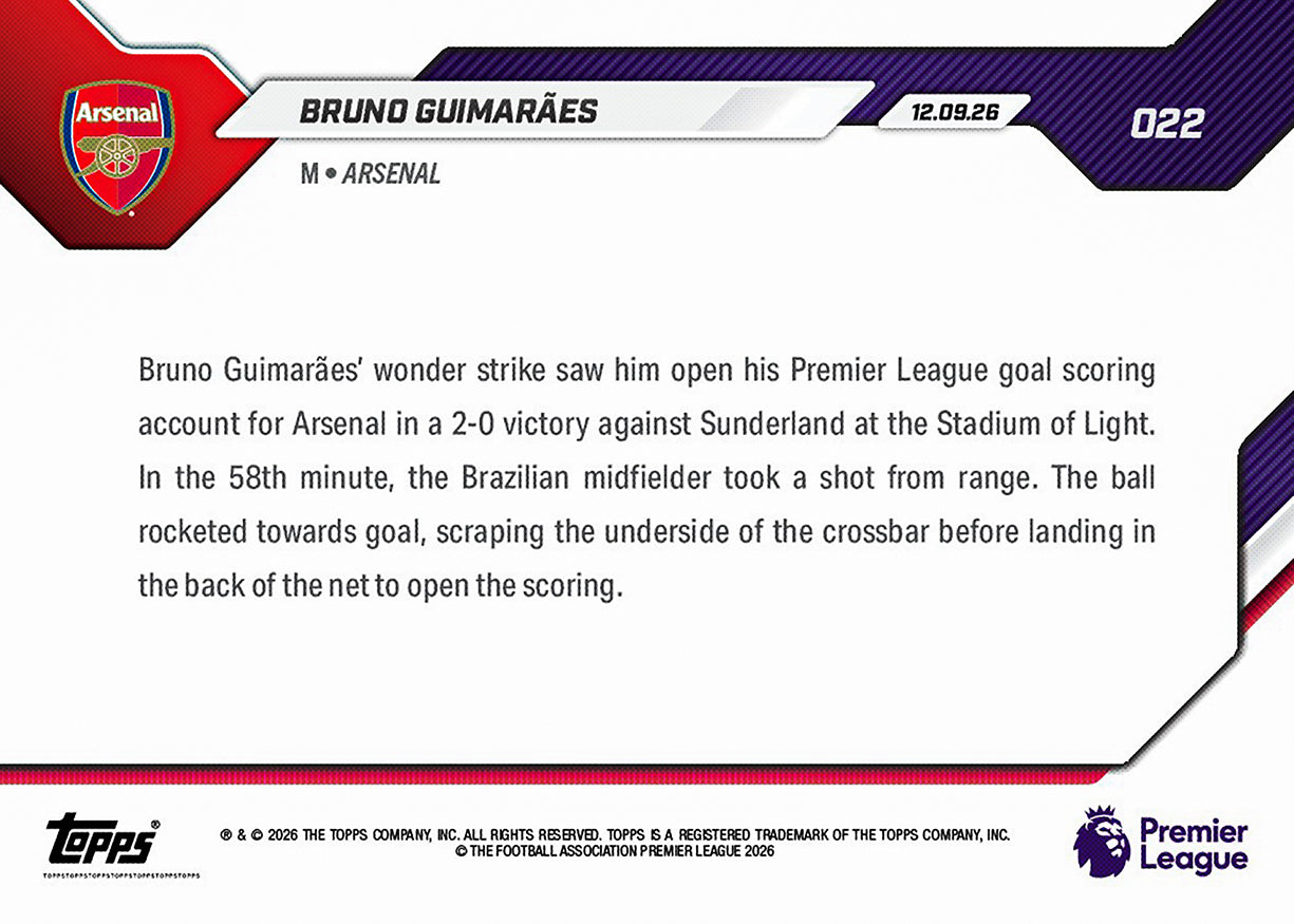 Bruno Guimarães - 2026-27 Premier League Topps NOW® #22【團購】
