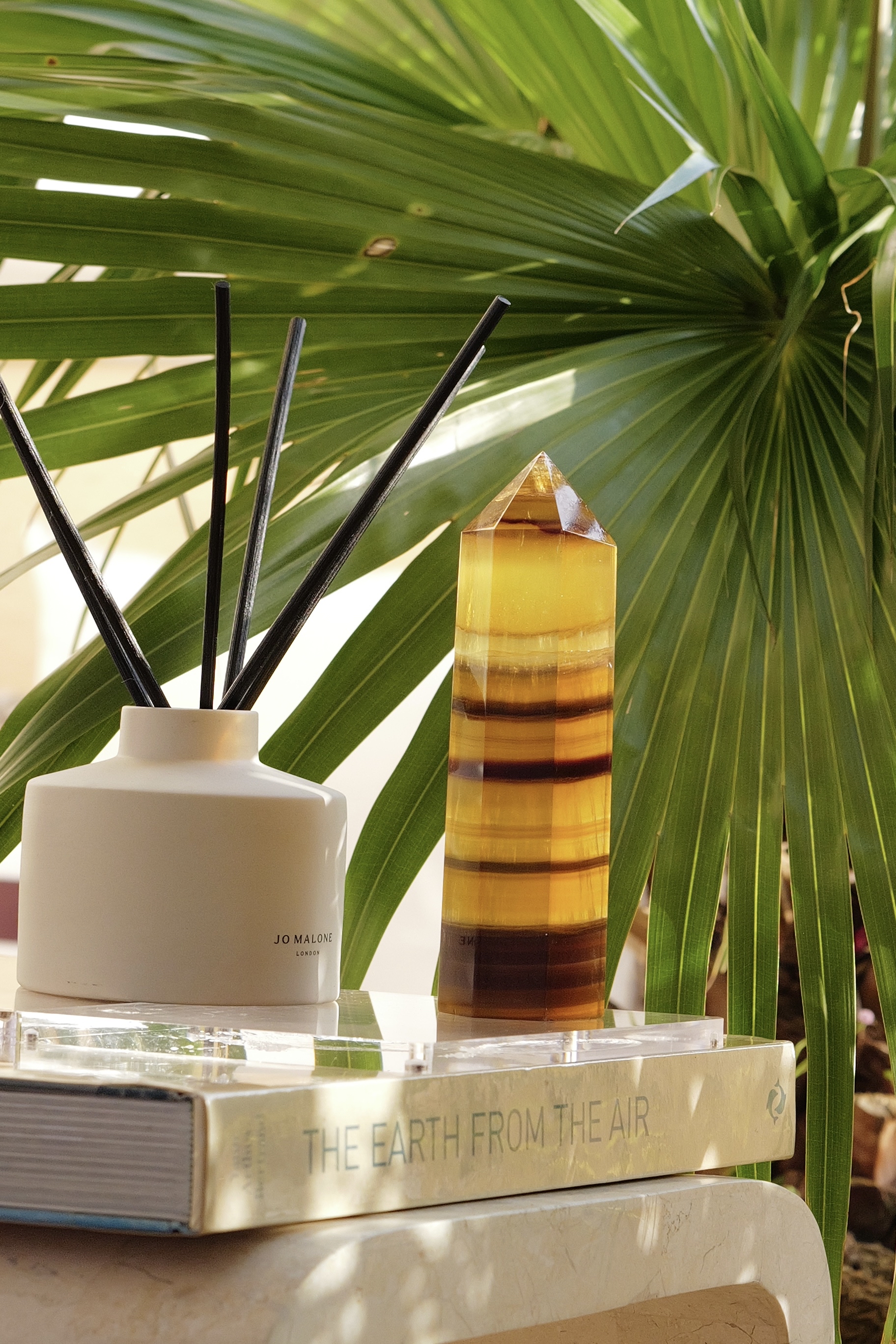  ༒18.6cm+黃螢石千層紋六角柱༒ FL.3502C82G10FM-RB5*