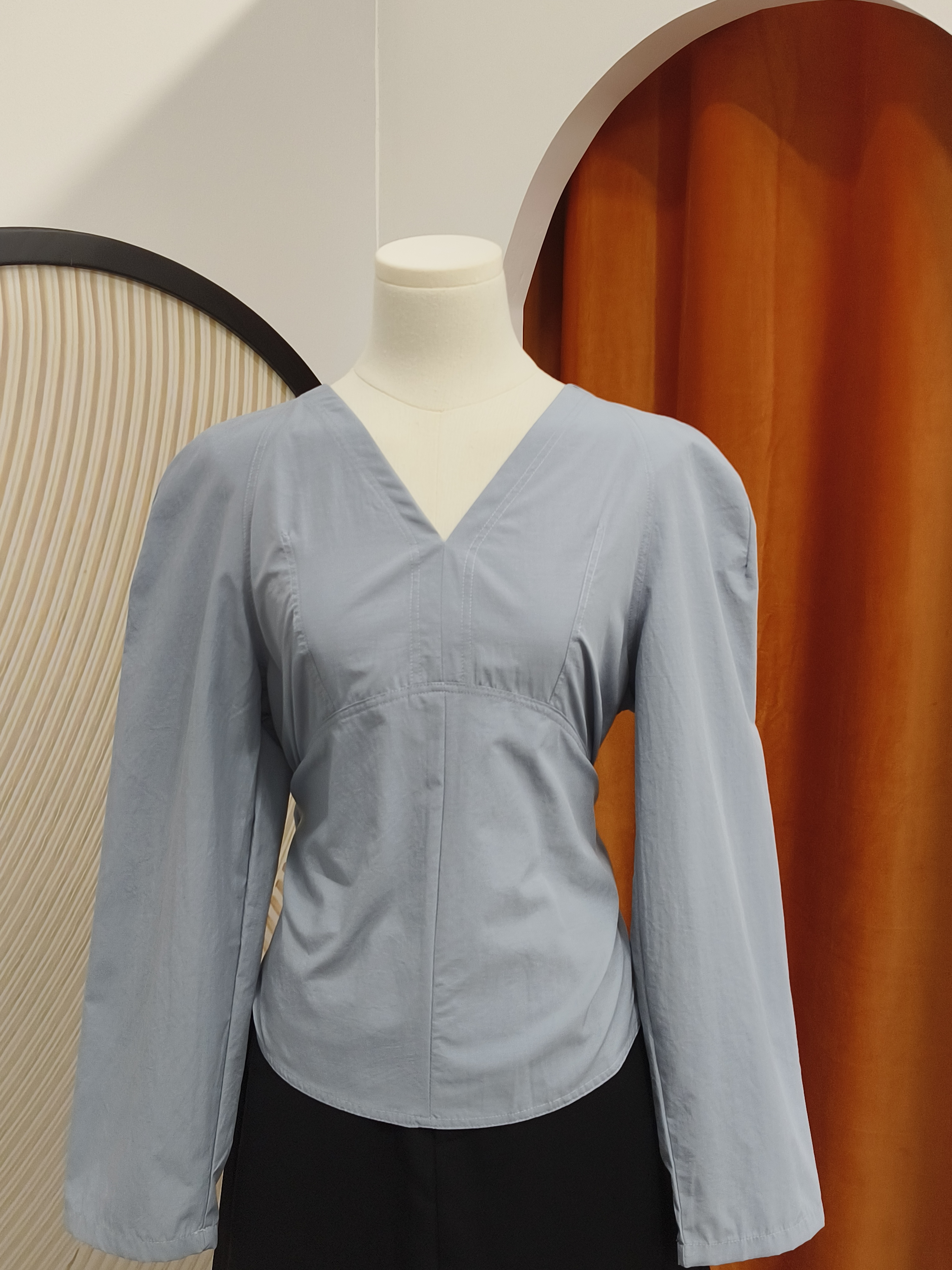 长袖绑带收腰上衣 Long Sleeve Tie Waist Shirt