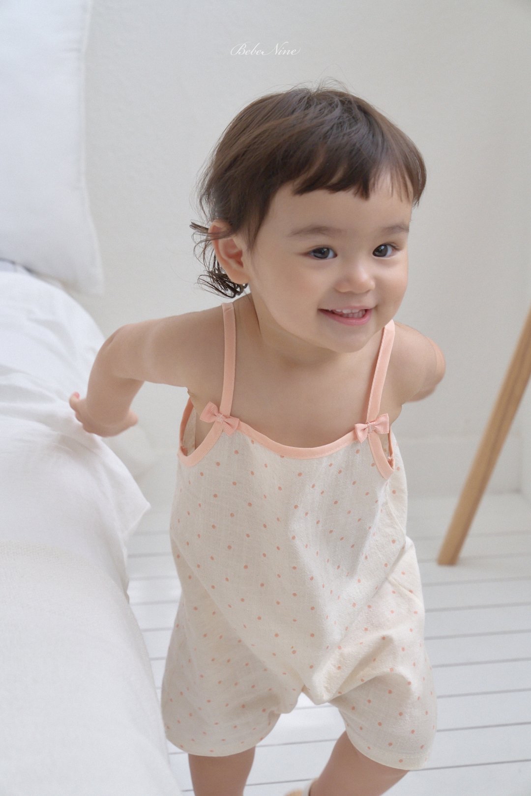 ☀️預訂 韓國直送☀️🇰🇷Bebenine兩色波點絲帶吊帶連身服