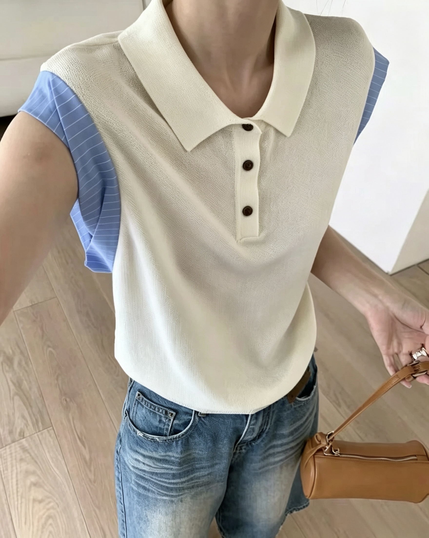 假2 件polo 領knit Top