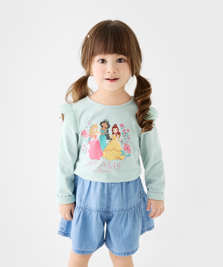 🌸預訂 台灣直送🌸迪士尼公主系列三色網紗印花純棉長袖T恤