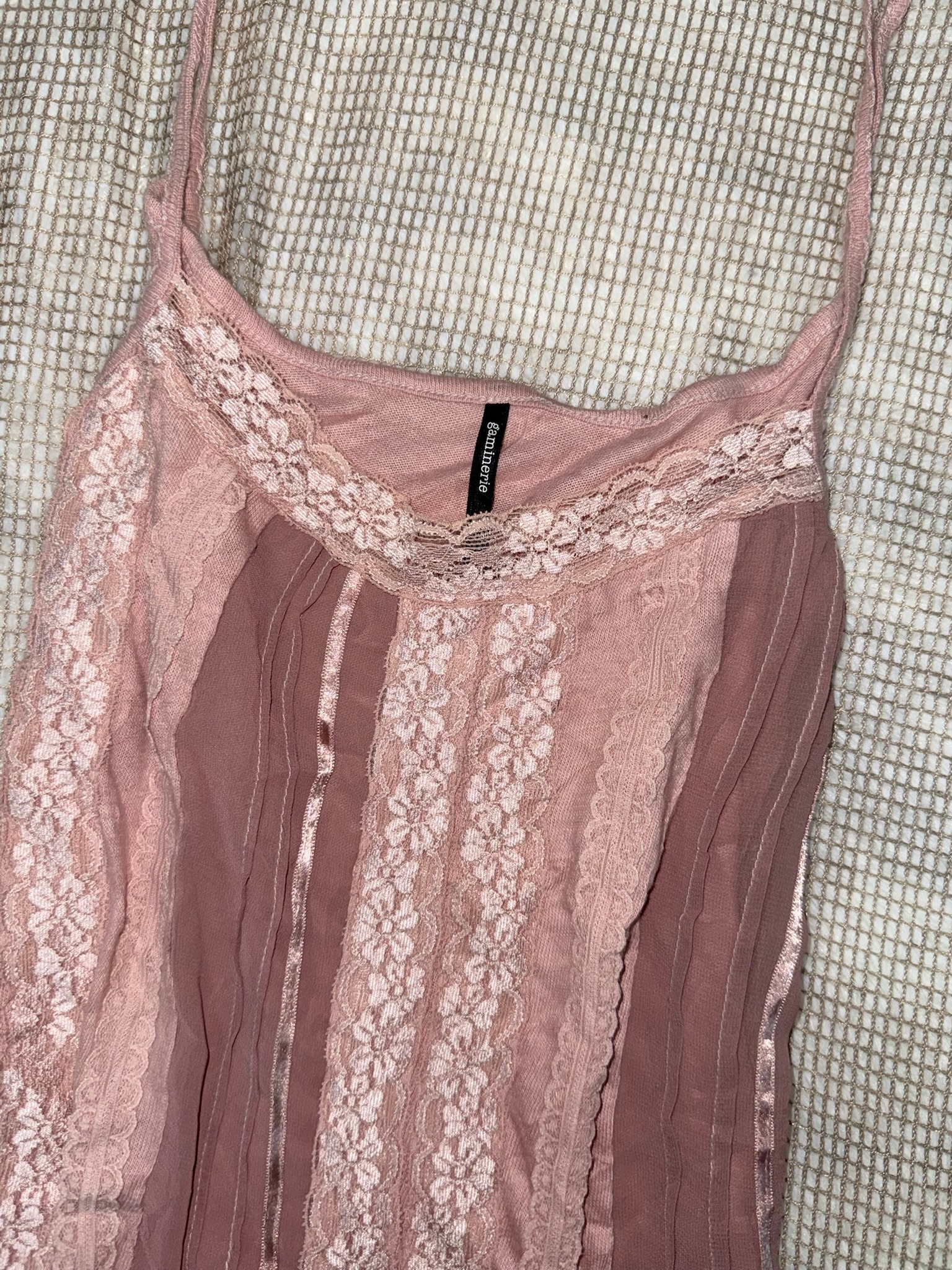 2000s Vertical Lace Panel Tank Top