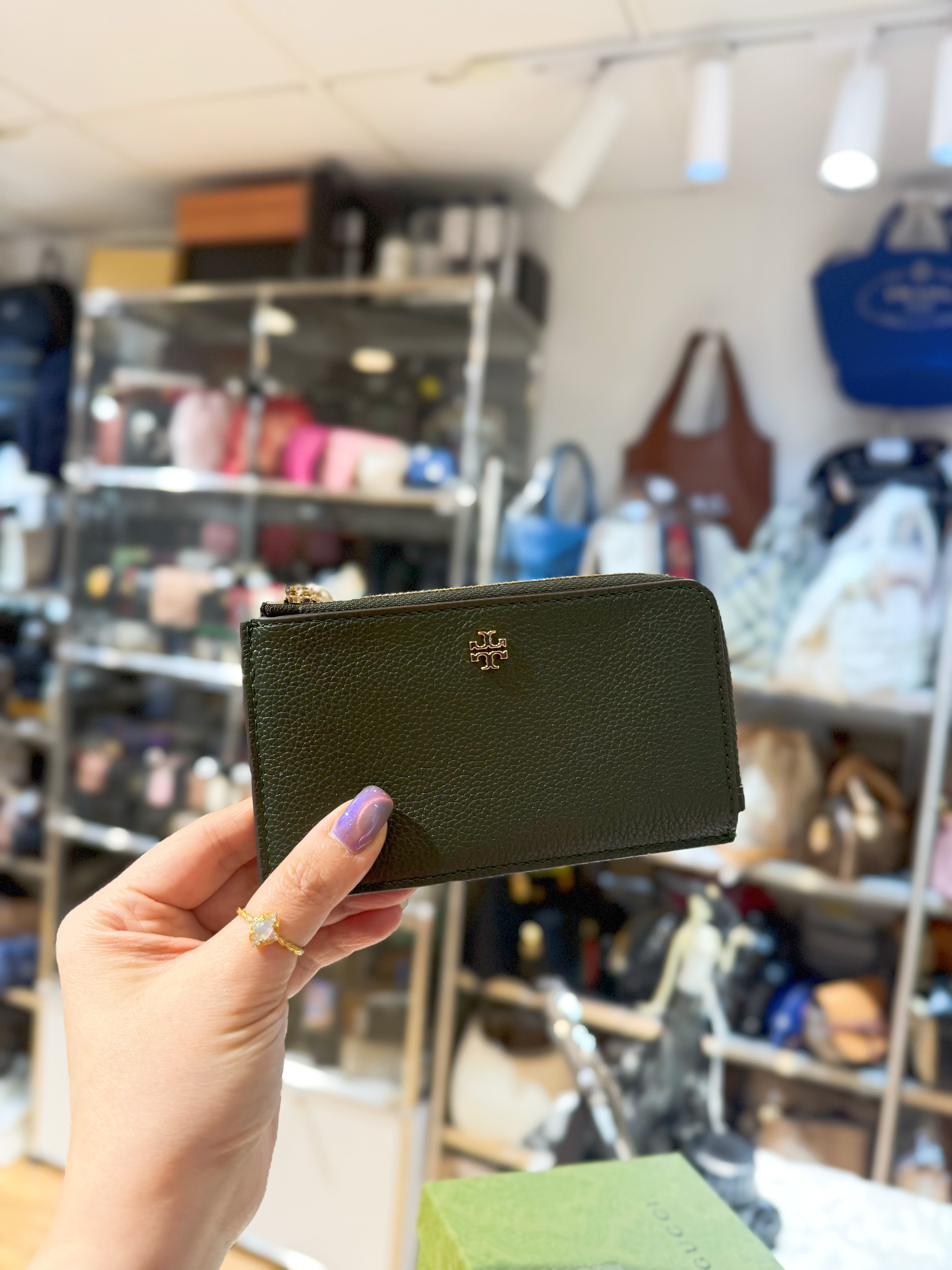 Tory burch Blake zip card case verde