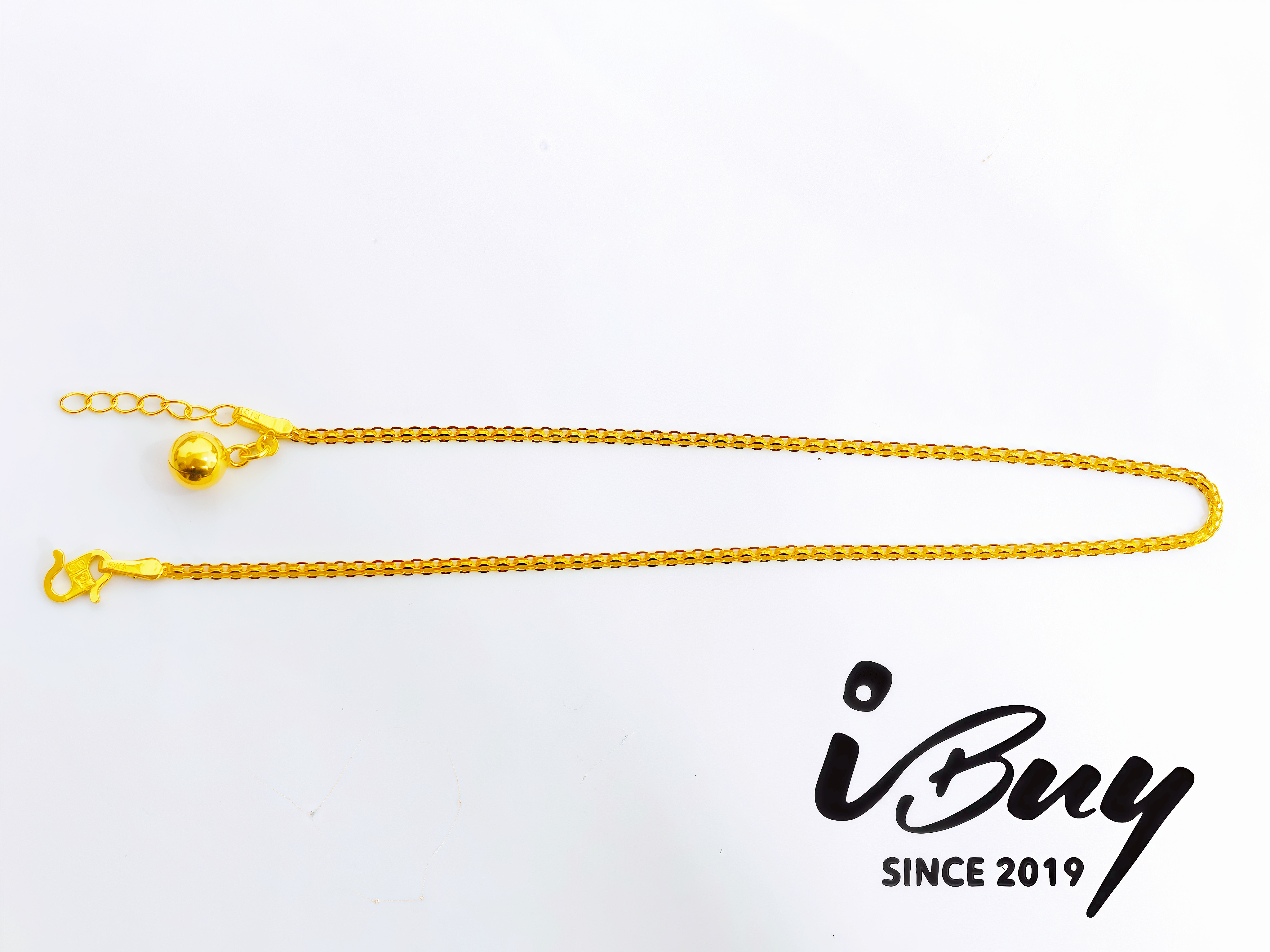 916 GOLD MILAN 2 LINE ANKLET WITH BELL 916 金 米兰双行脚链配小铃铛