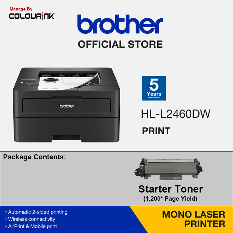 Brother HL-L2460DW A4 Single Print Mono Laser Printer Auto Duplex Network L2370DN L2460DN