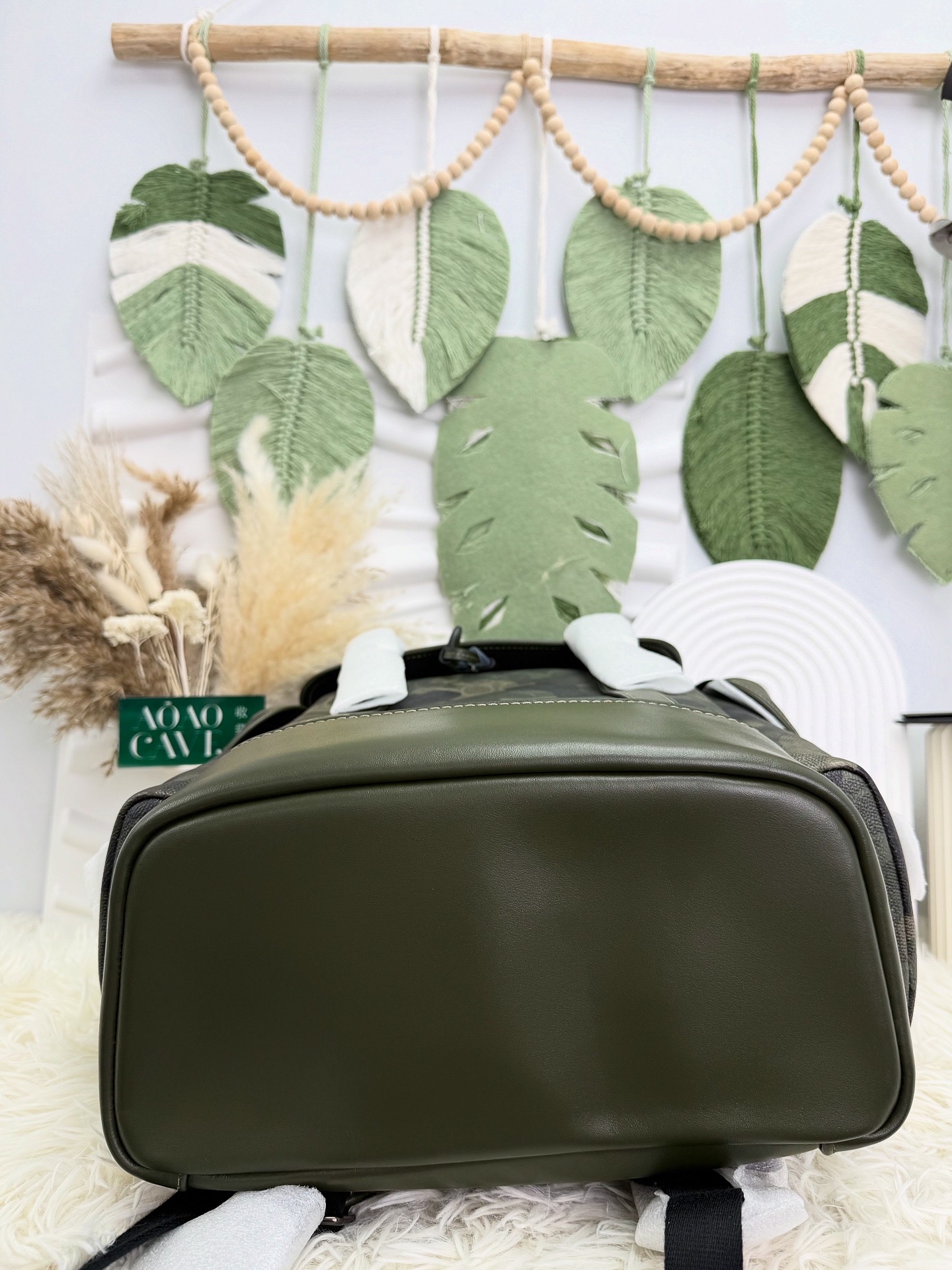 COACH 閑置品🌟SIGNATURE 綠色迷彩印花背包 💚