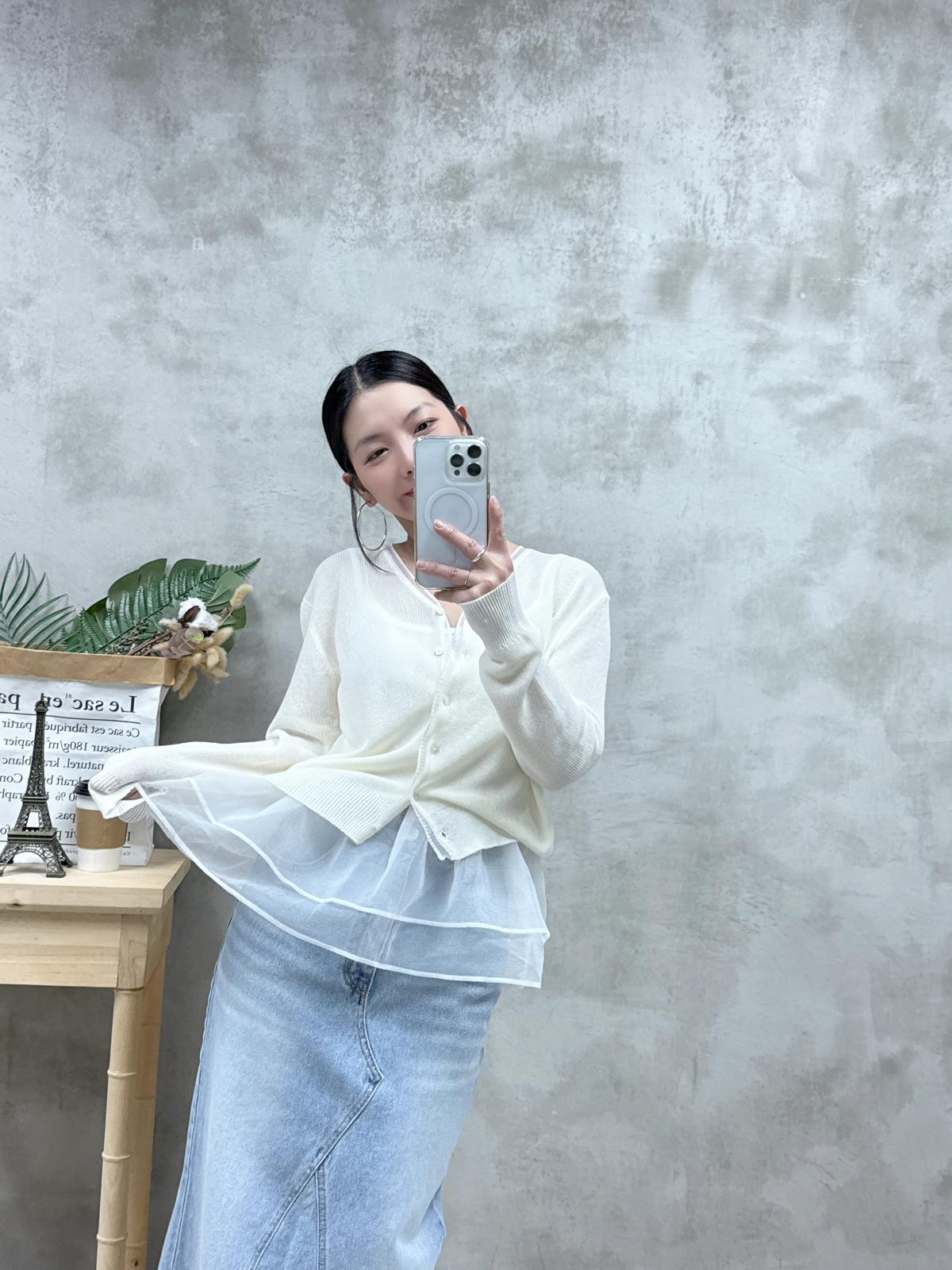 D19 半透紗邊線外套