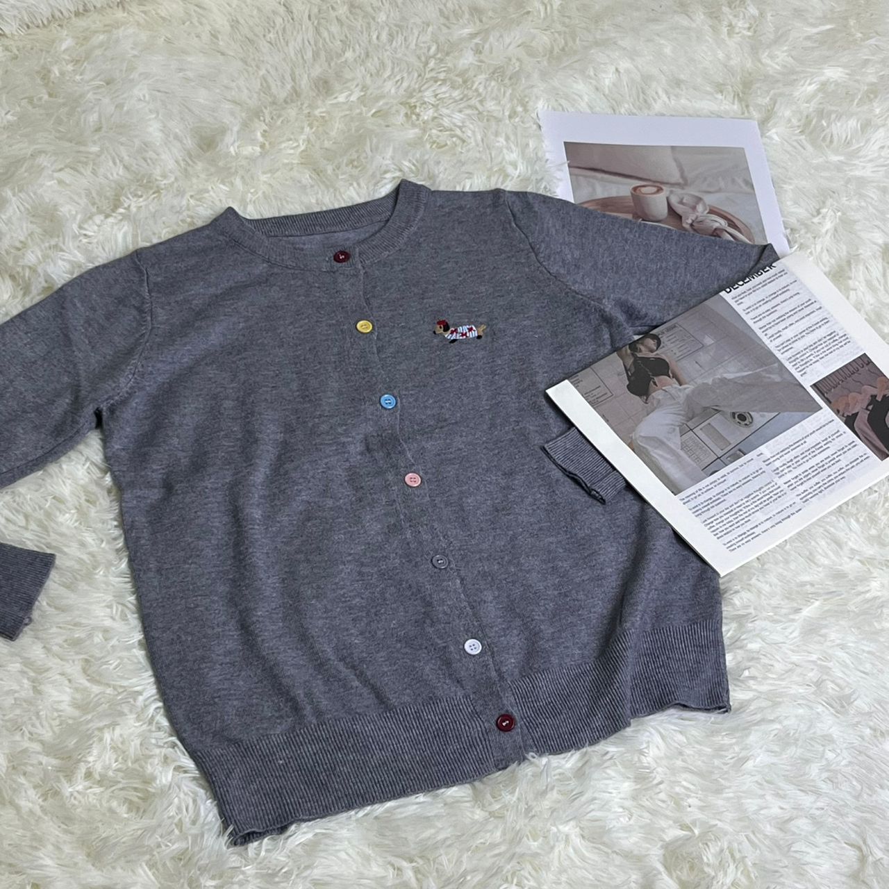 C2001#2869 [Knit Long sleeve Jacket]  Gentle Preppy Style