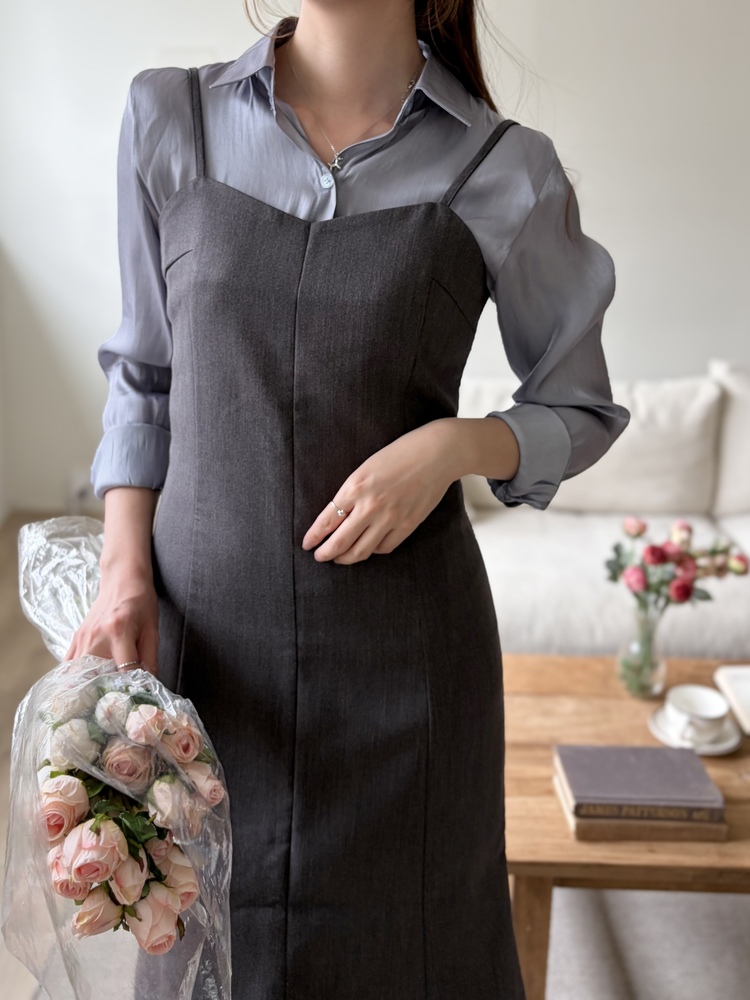 Contour Slip Dress (Grey)