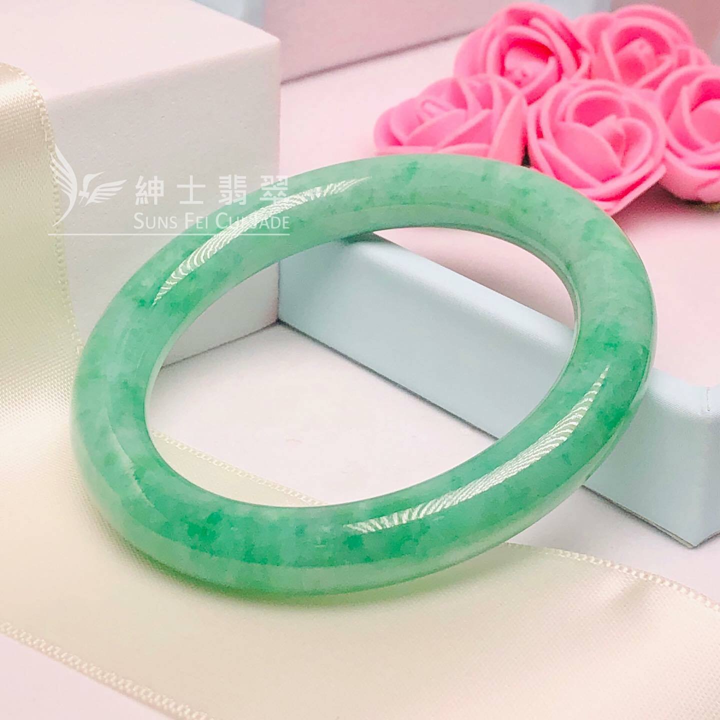 C02404 滿綠甜色圓鐲50.6mm
