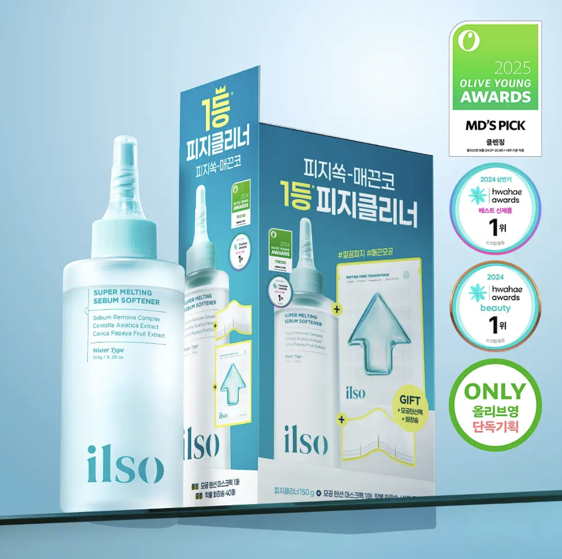 韓國  ilso 黑頭粉刺導出液套裝 150g+ 化妝棉40片 ｜Super Melting Sebum Softener