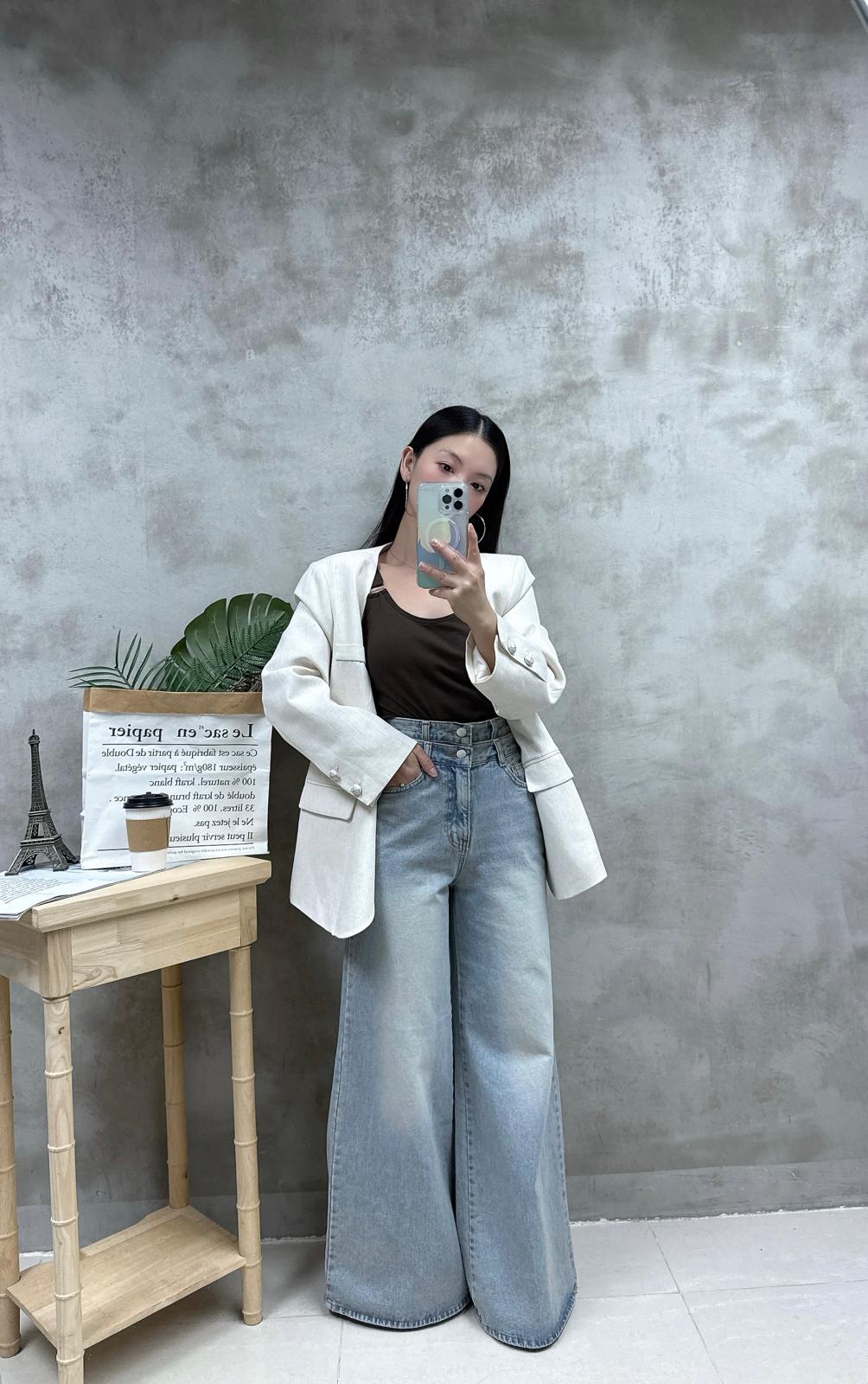 B06 銀扣方領長Bra top