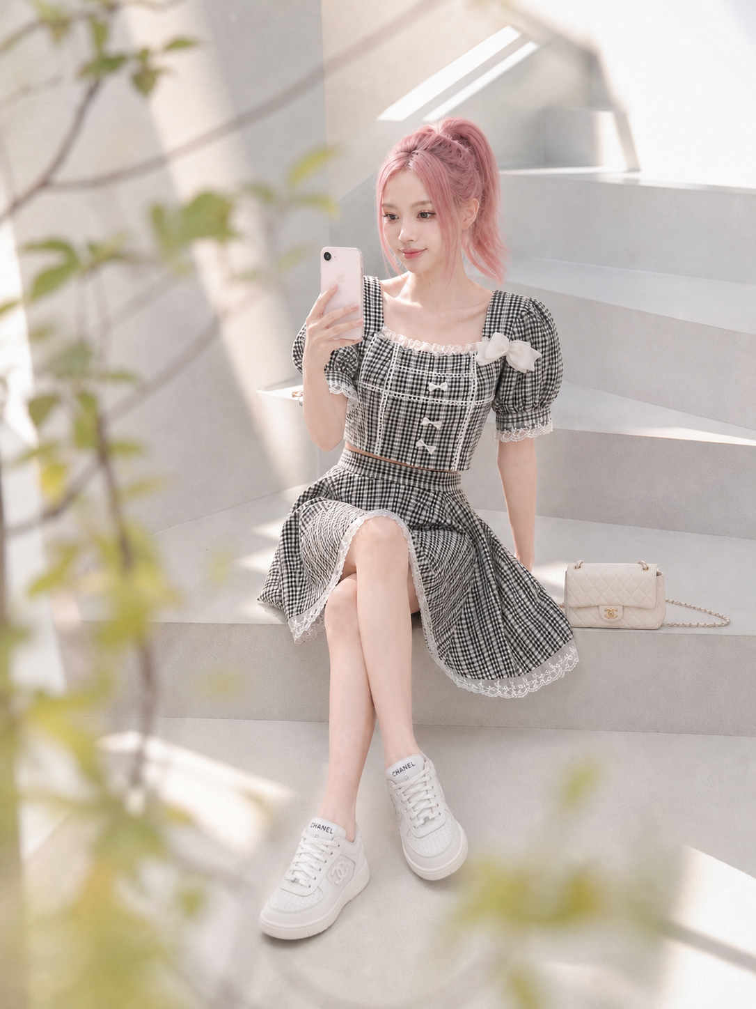 【APV Girliness】黑白格雷絲法式午茶小公主套裝Monochrome Tea Party Gingham Set)
