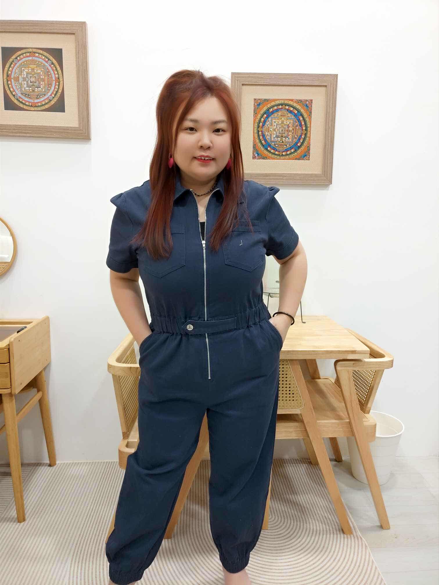 OTB04 K9194# 拉链工装设计连体长裤