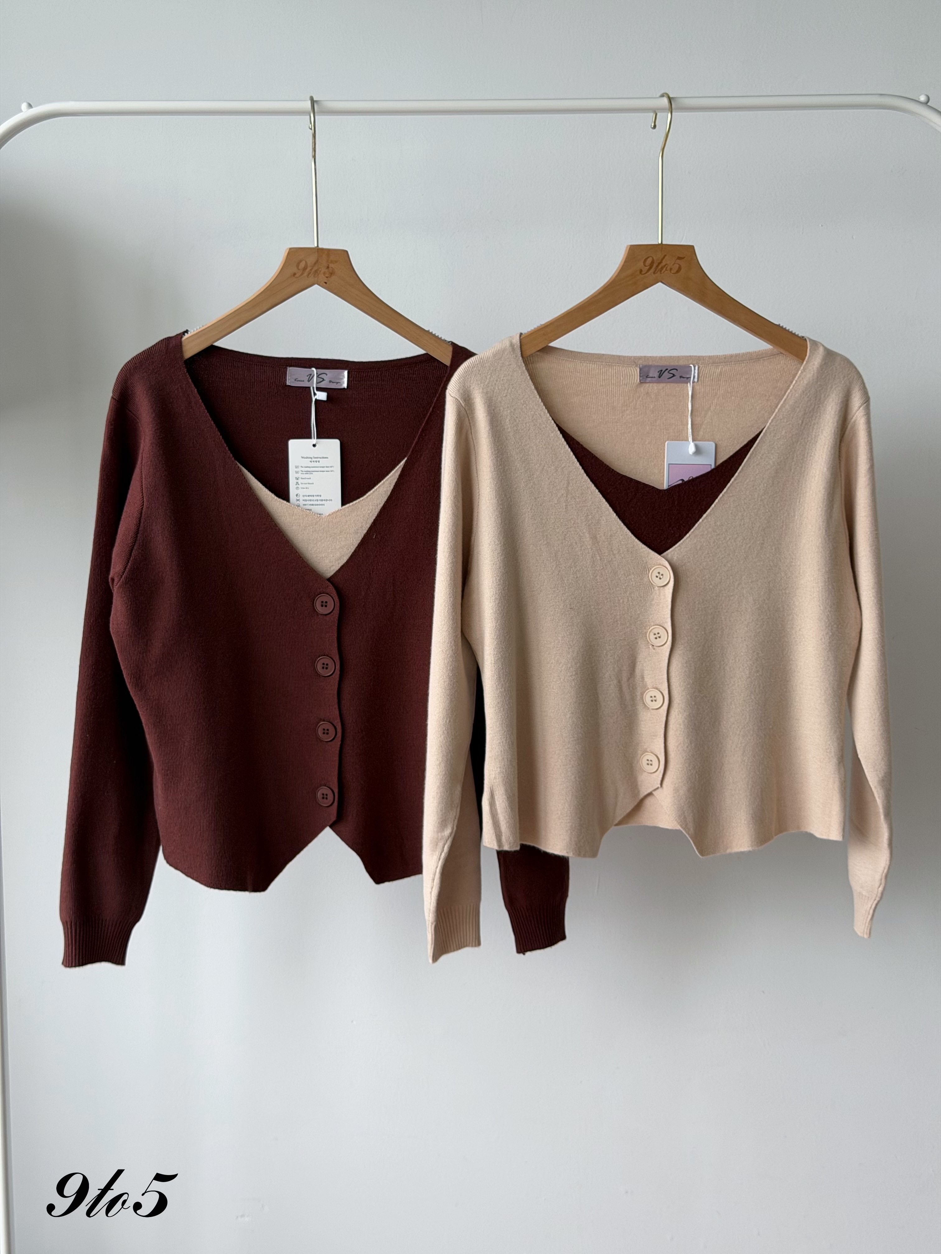 T4539 Fake Two-Pieces Knit Top - 4 Colors 
