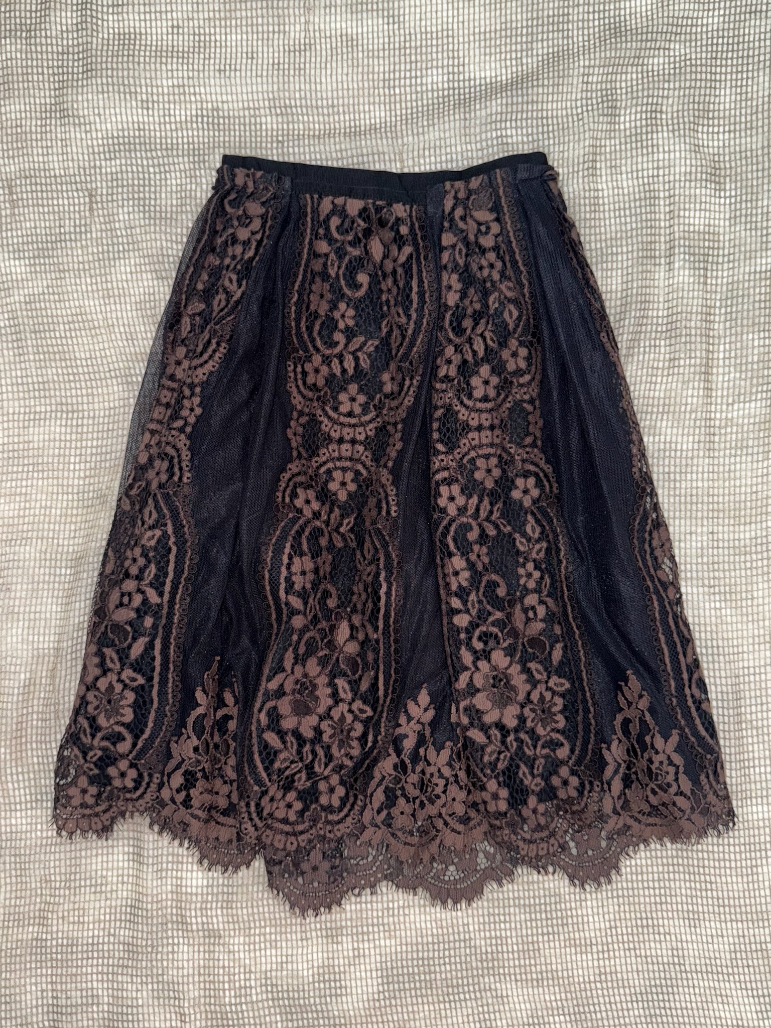 Vintage Whimsigoth Black Mesh Midi Skirt