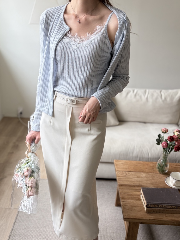 [假兩件] Lumiere Lace Layered Top (Babyblue)