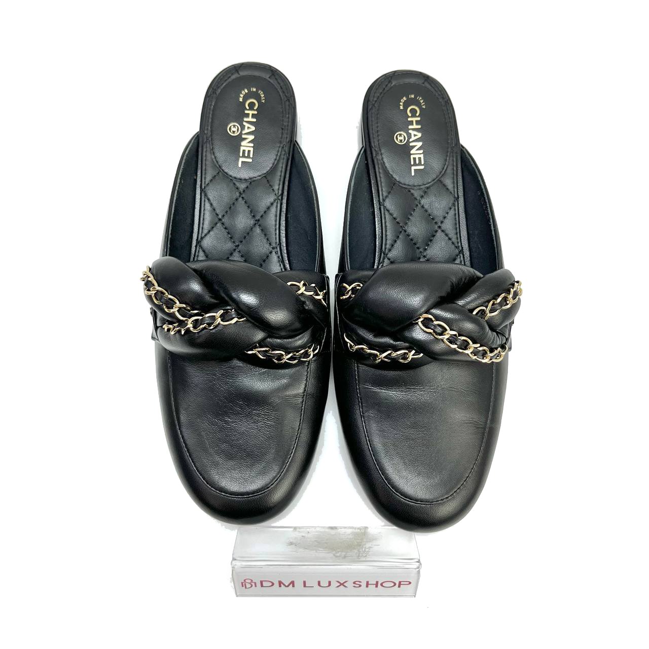 Chanel Braided Chain Mule Sandals