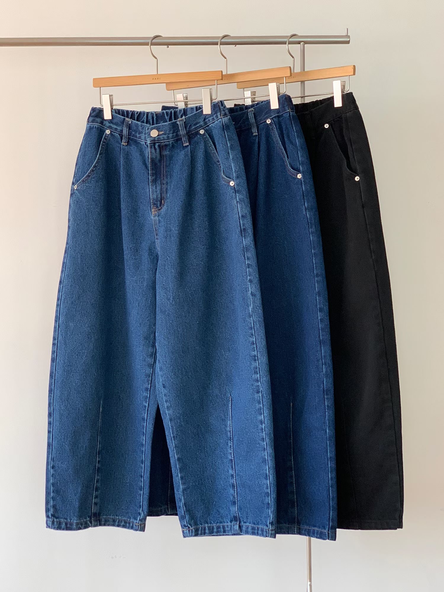 後橡筋腰BF cut 牛仔褲