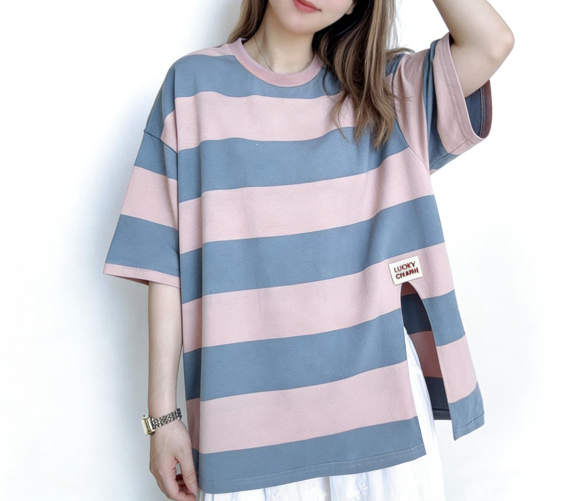 撞色拼間鬆身Tee