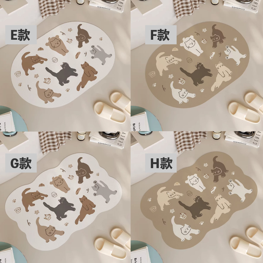 下午茶的貓硅藻土吸水墊