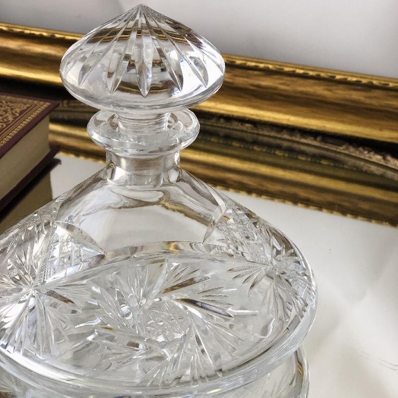 Vintage Midcentury C.a. 1960s Hand-Wheeled Pattern Vanity Crystal Perfume Bottle (MT570)