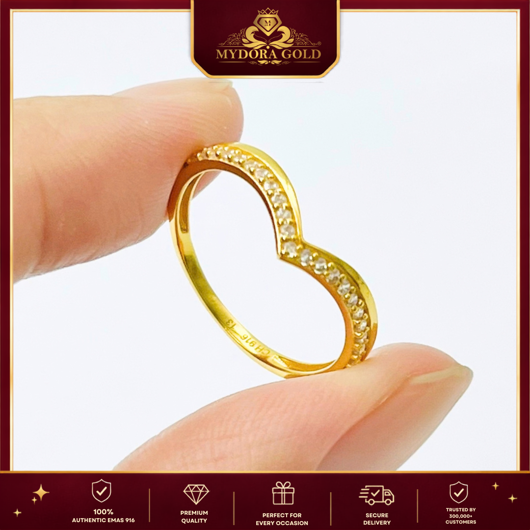 MYDORA Cincin Batu CZ Graceful V | EMAS 916/22K