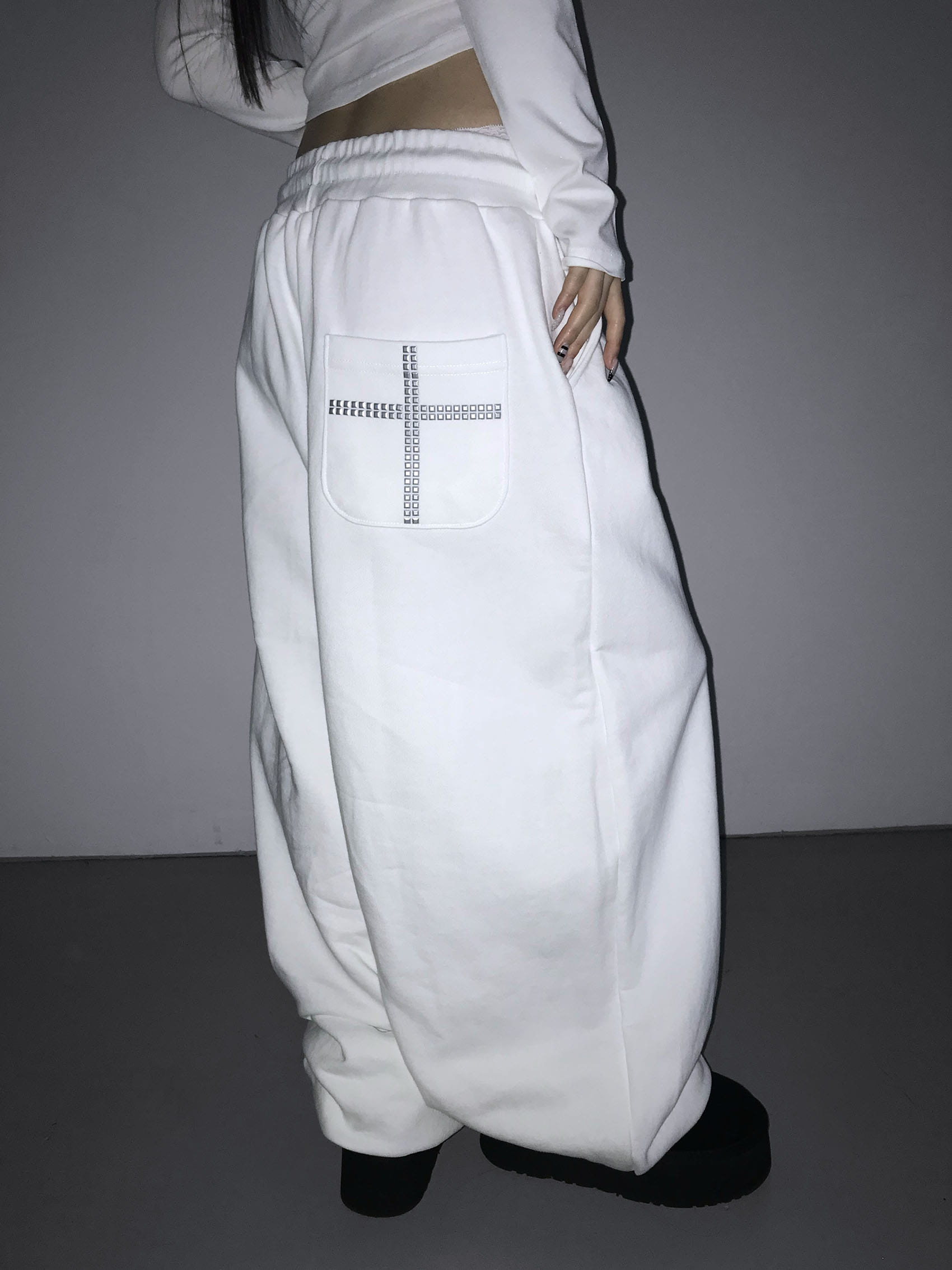 Cross Studded Cuffed Sweatpants