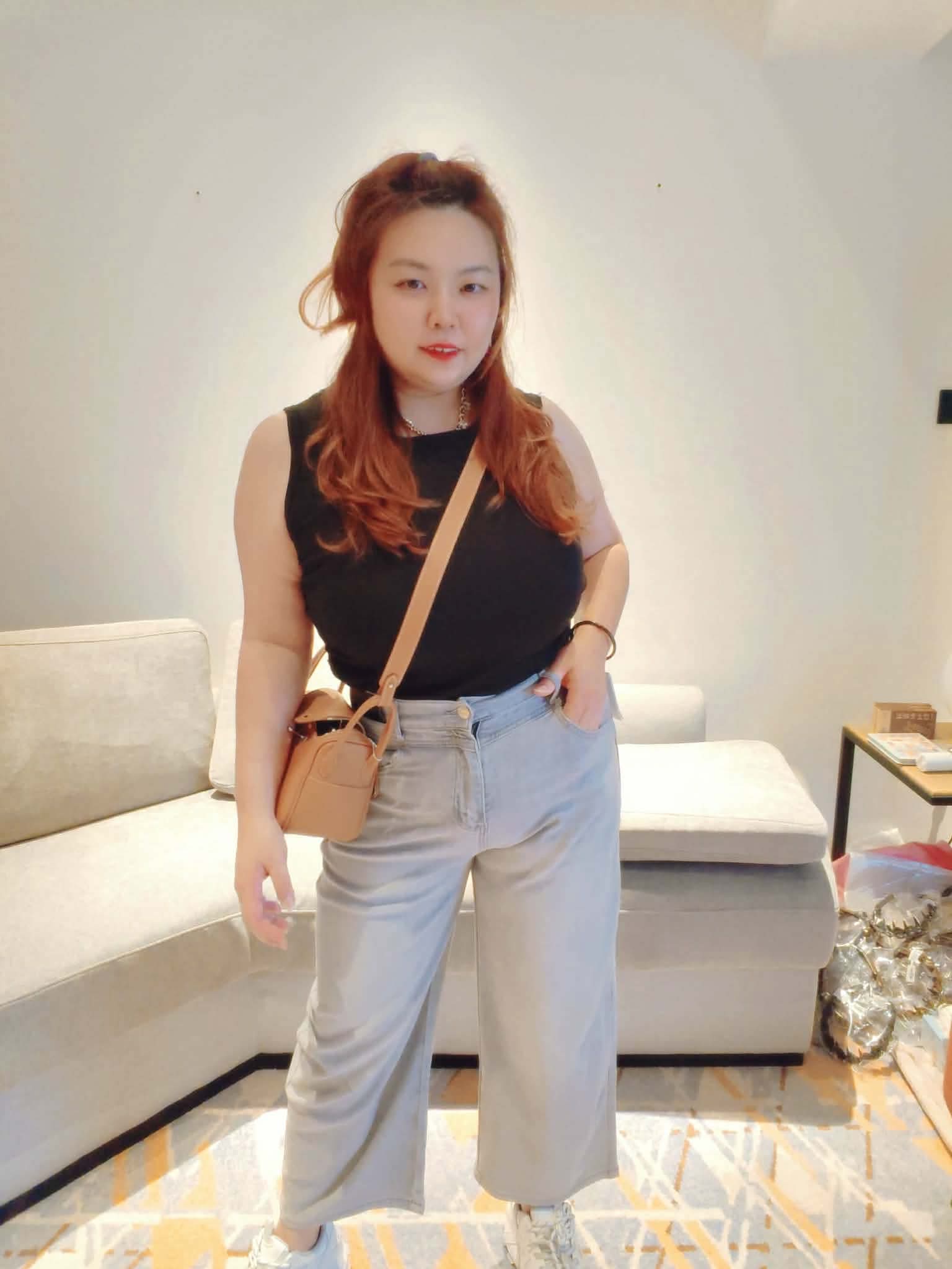 YPD06 5165 冰丝牛仔直筒7分阔裤