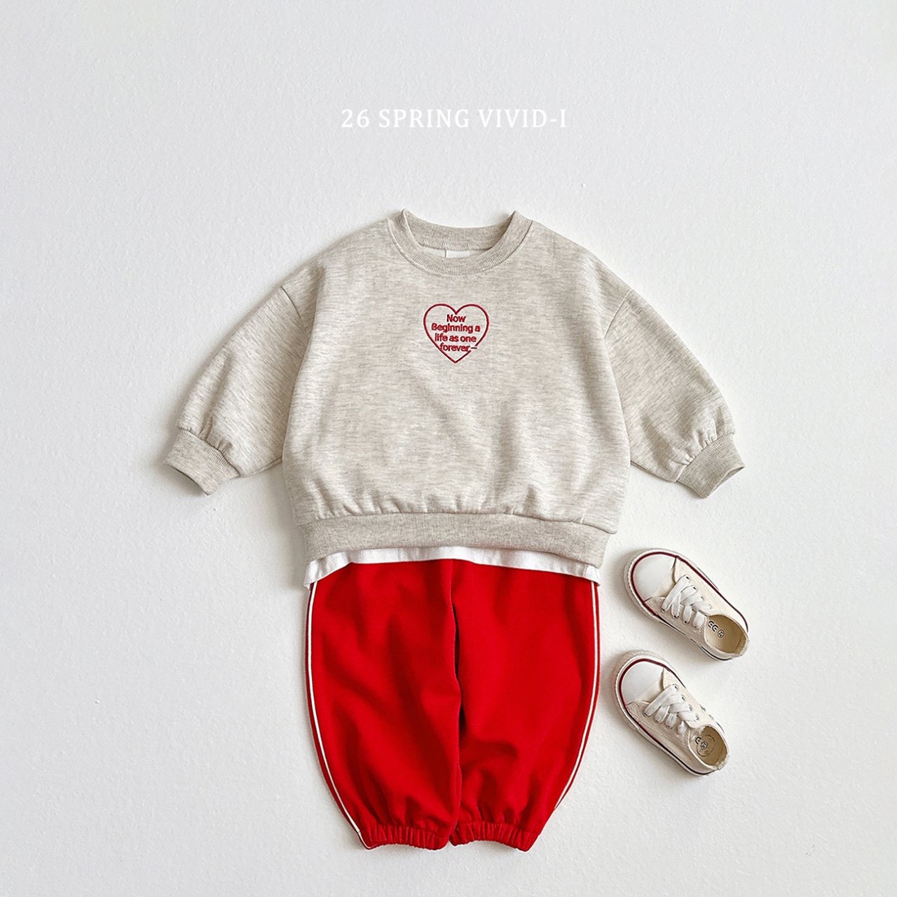 🌸預訂 韓國直送🌸🇰🇷VIVIDI四色愛心字母刺繡長袖上下套裝
