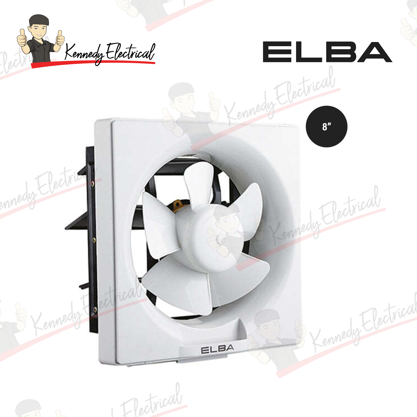 Elba 8" Wall Mounted Ventilation Fan - Abs Fan Blades EVF-E0805(WH)