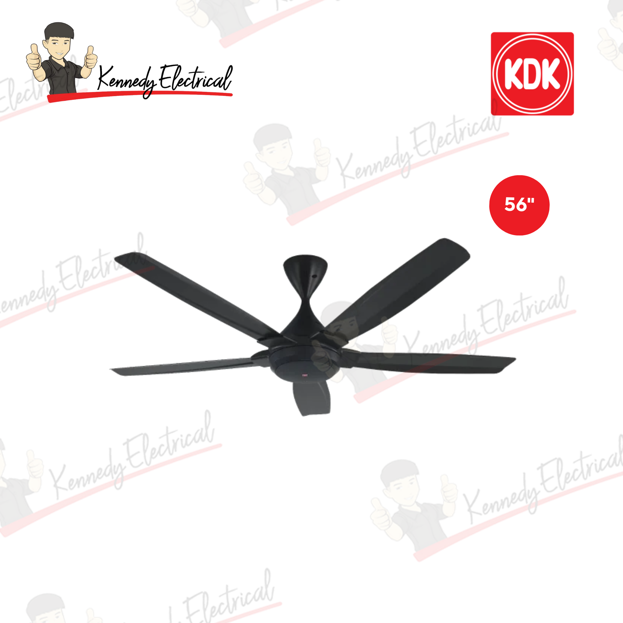 KDK 56" 5-Blade Remote Ceiling Fan K14QF-DG (Dark Grey)