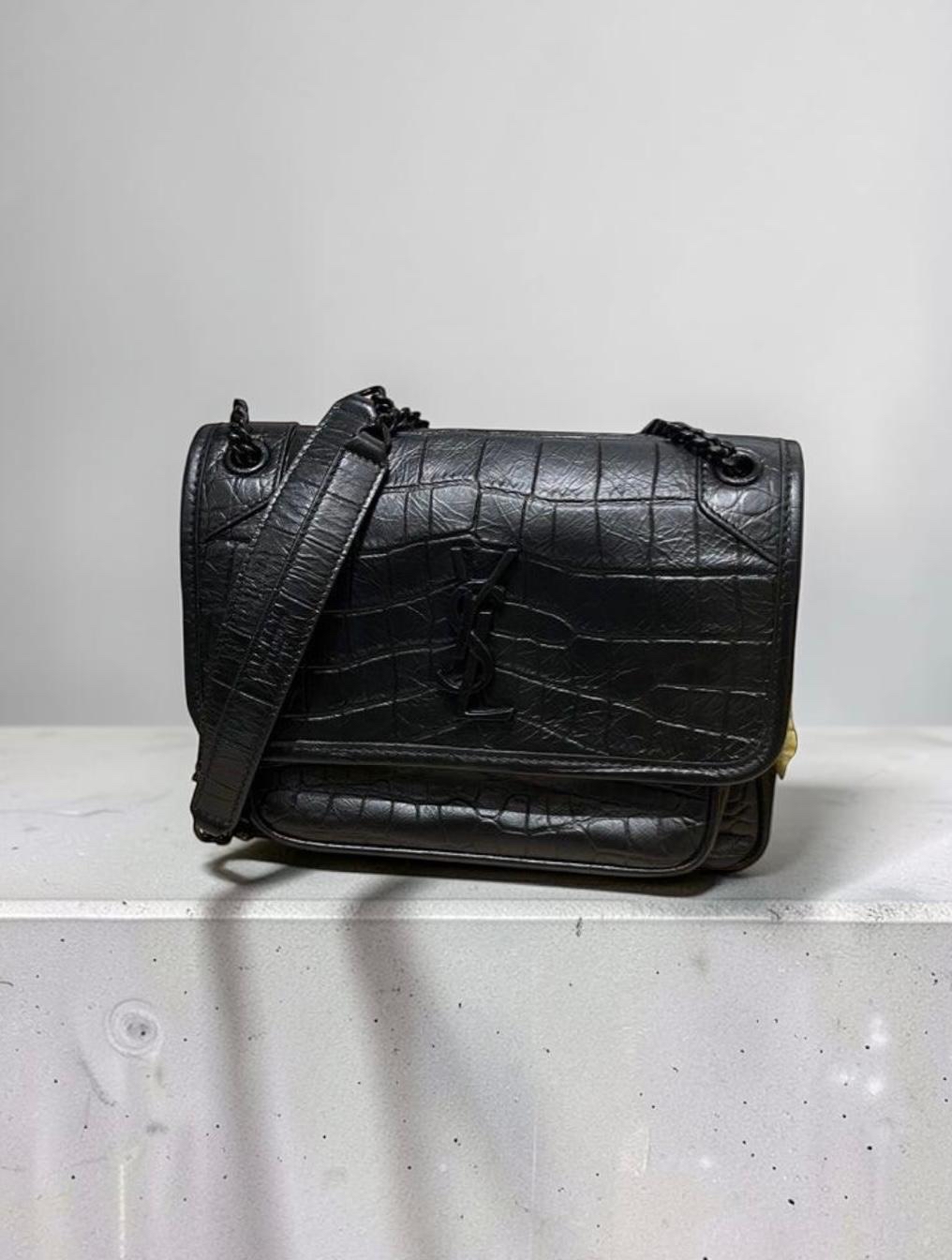 YSL Niki baby黑色鱷魚壓紋 100%Authentic, 98%New ✅Dust bag