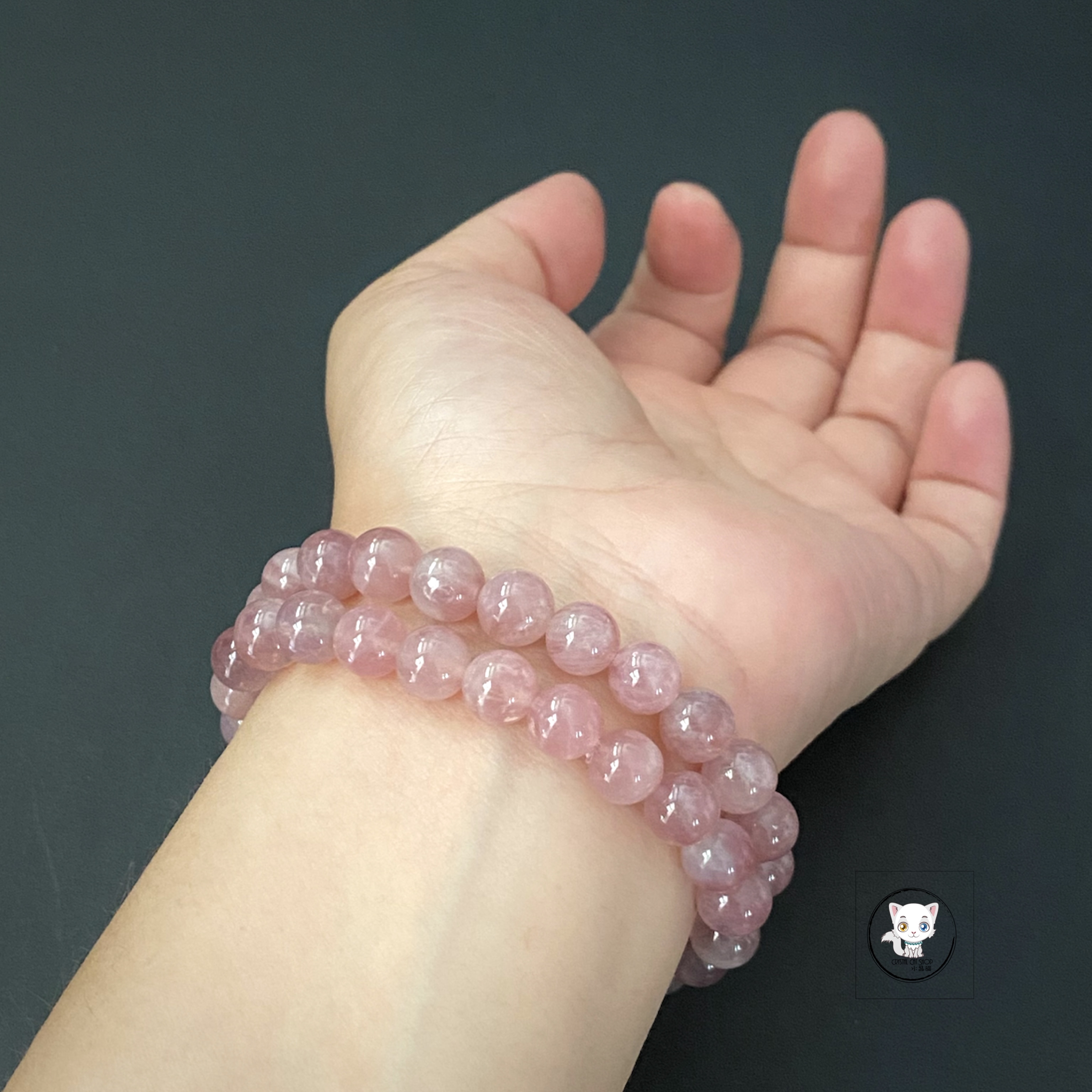 天然紫馬粉水晶手鏈 8mm