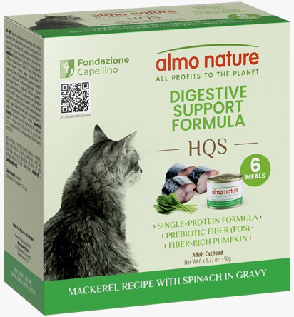 Almo Nature HQS 保健系列 Digestive Support Formula 鯖魚+菠菜 貓罐頭 50gx6
