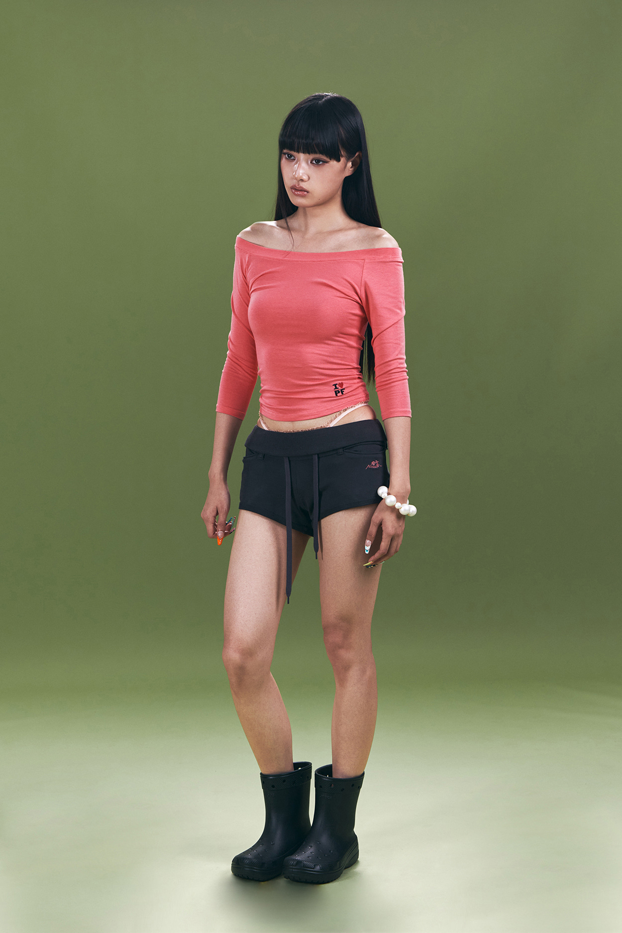 pleaseNOFOLLOW - Zed Off-Shoulder Long Sleeve Top (Candy Pink)