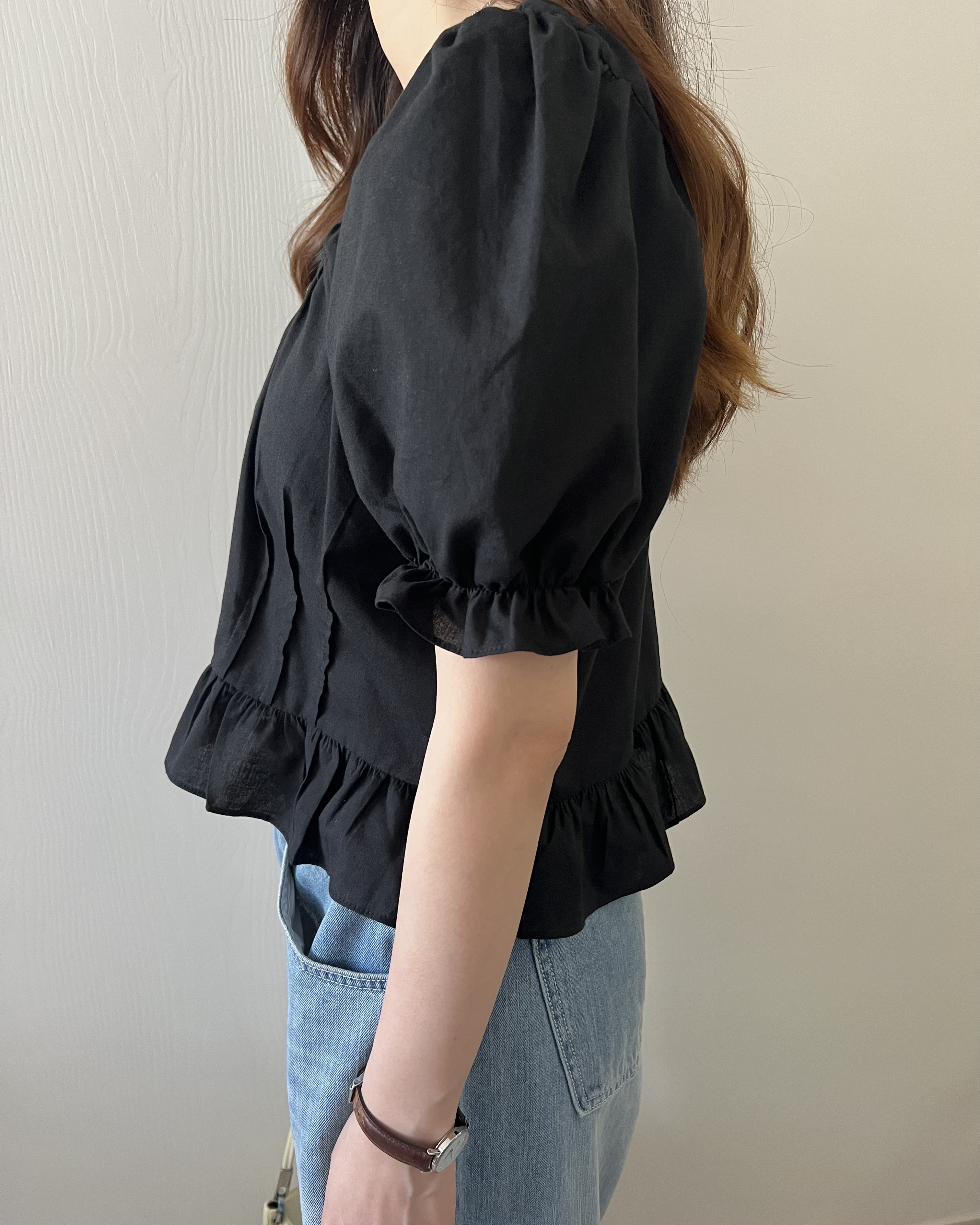 公主膊花邊短袖blouse