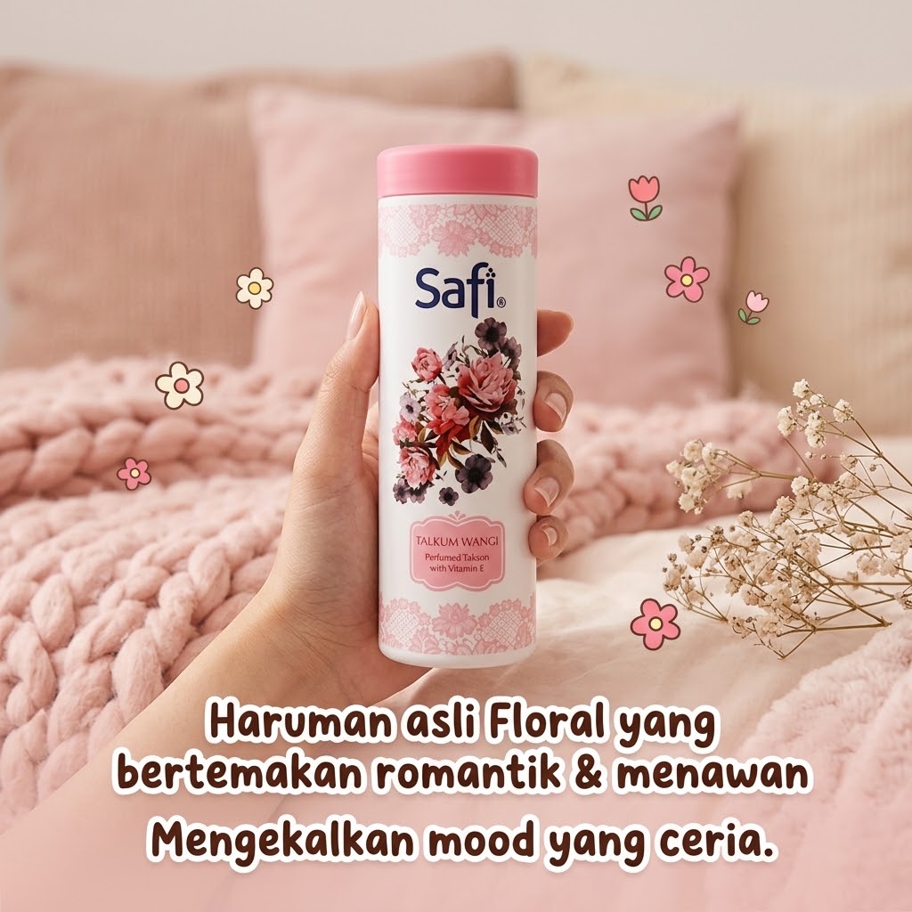 Safi Talkum Wangi 90g / Perfume Talcum Powder - PINK