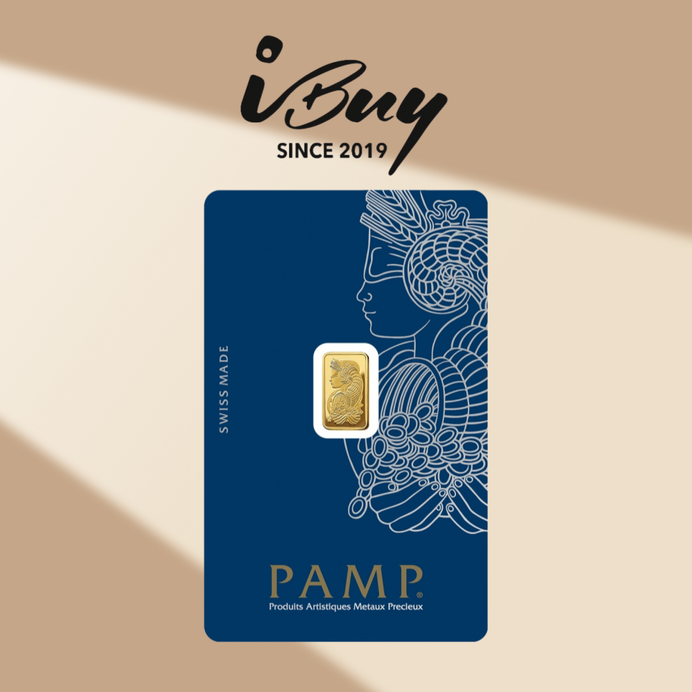 999.9 GOLD 1 GRAM PAMP SUISSE GOLD BAR 999.9 金 1克 PAMP 财富女神金片